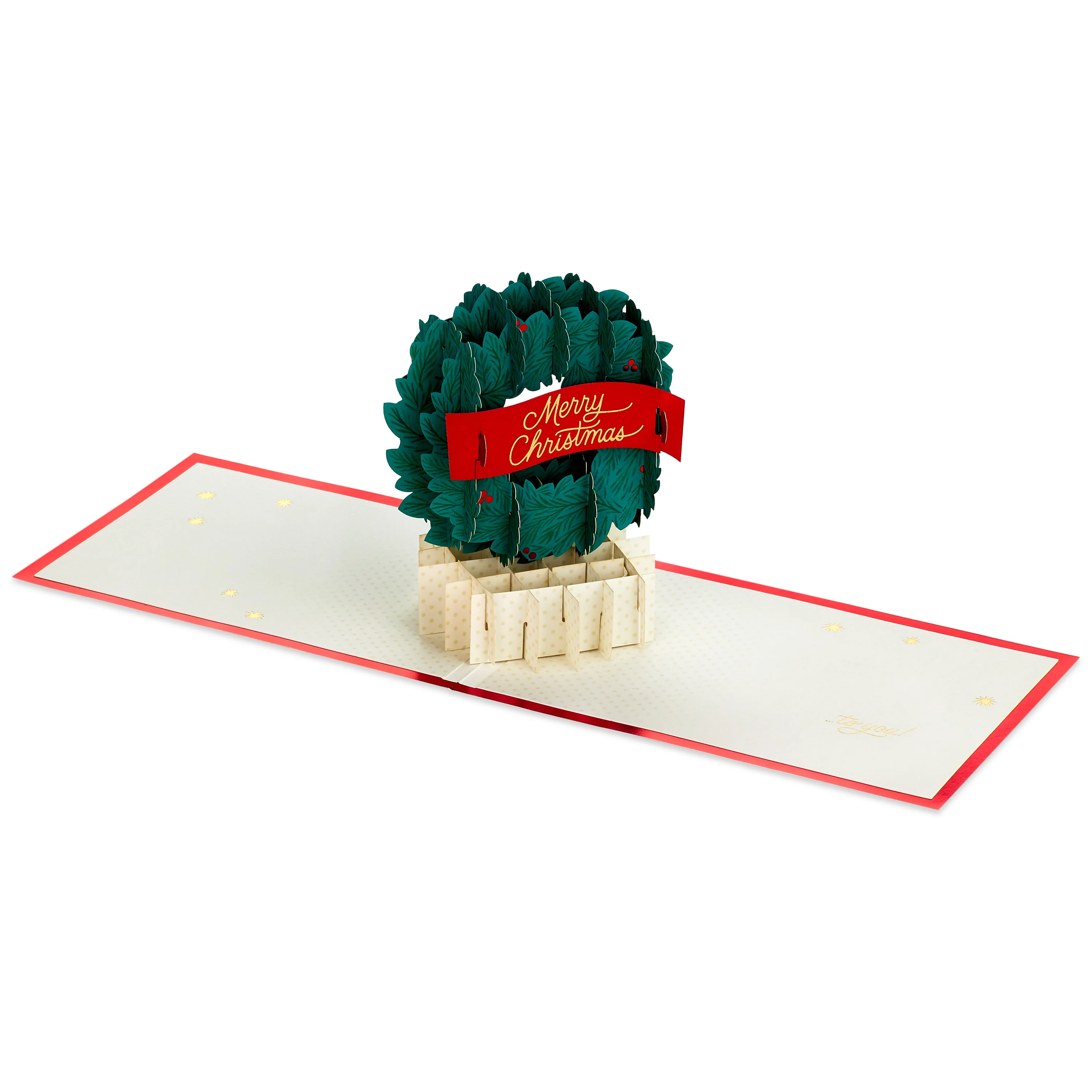 Signature Paper Wonder Christmas Card - 3D Pop Up Wreath Design - Image 3