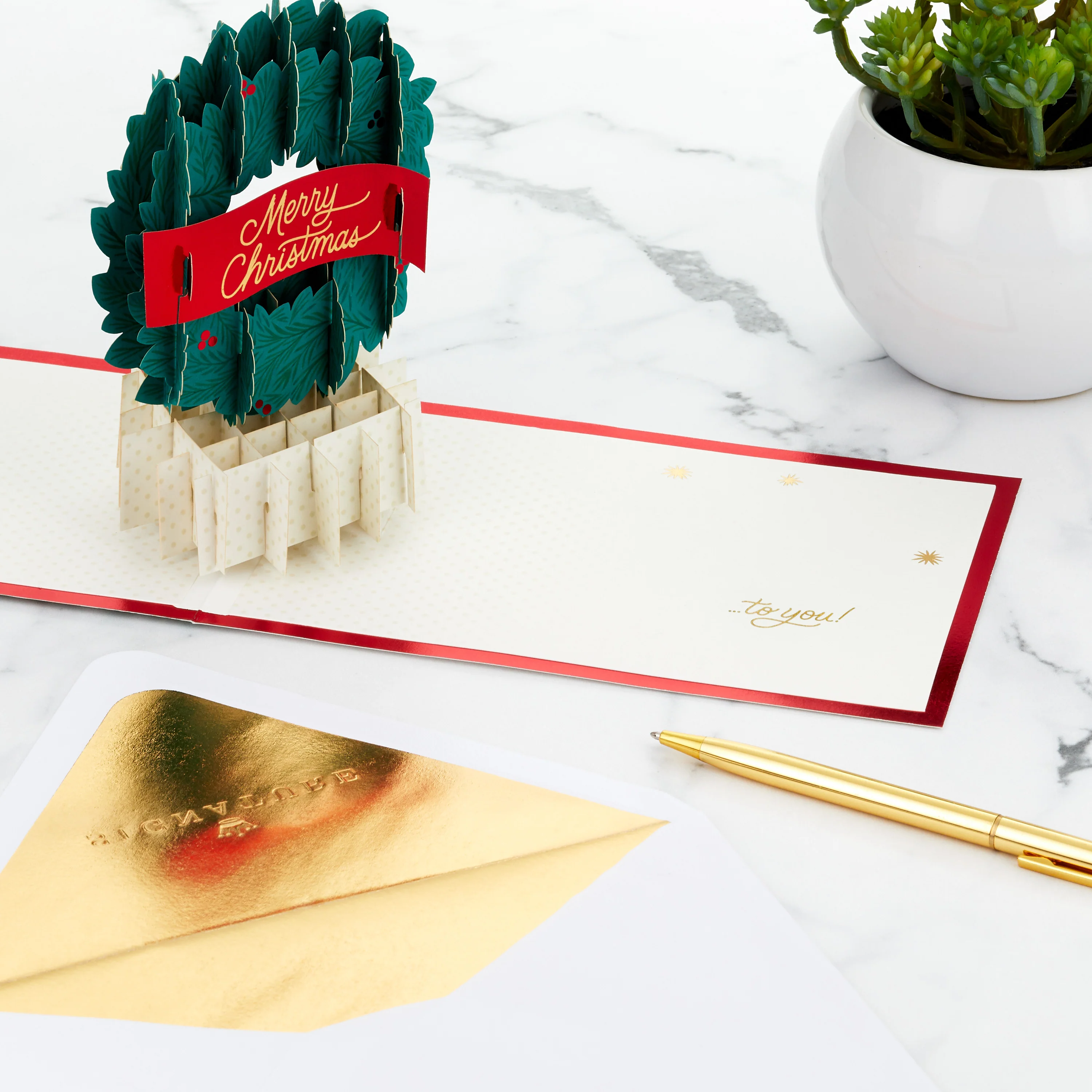 Signature Paper Wonder Christmas Card - 3D Pop Up Wreath Design - Image 8