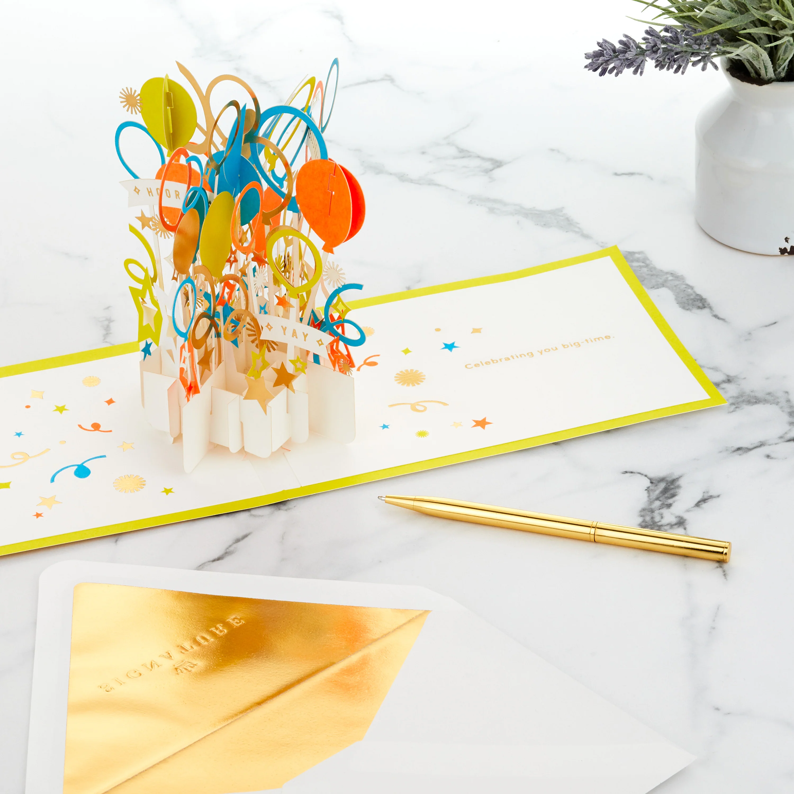 Signature Paper Wonder Collection 3D Pop-Up Party Balloons Celebration Card - Image 6
