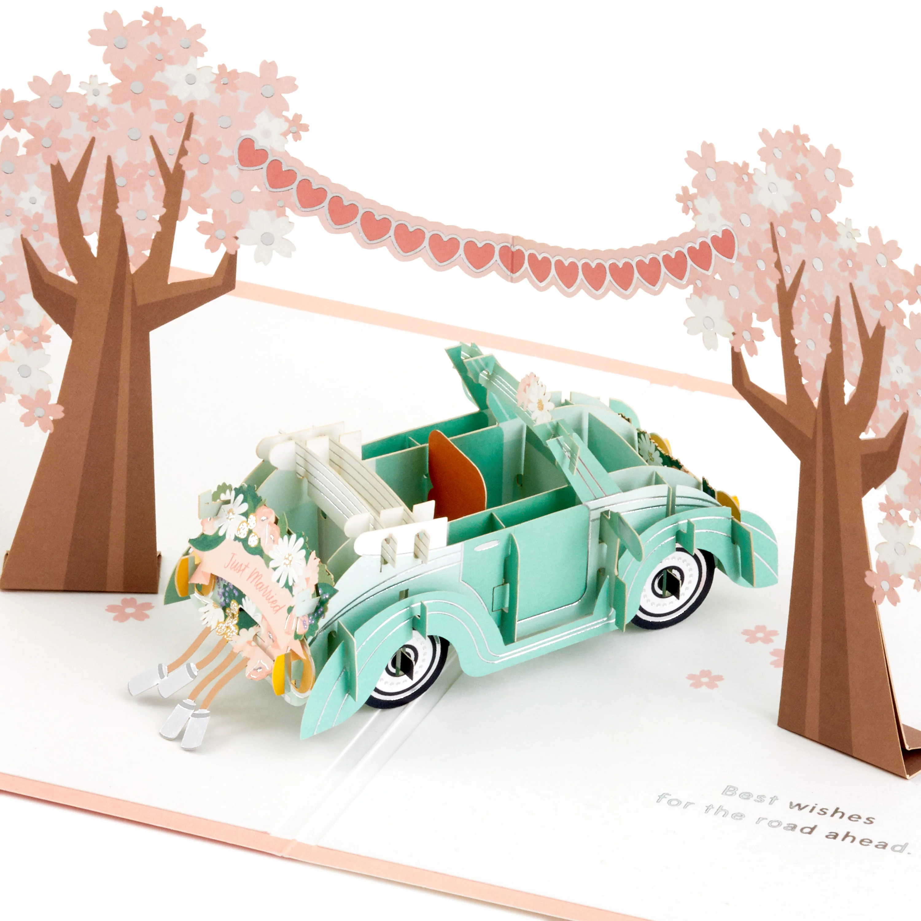 Signature Paper Wonder Wedding Card - 3D Pop Up Cherry Blossom & Car Design
