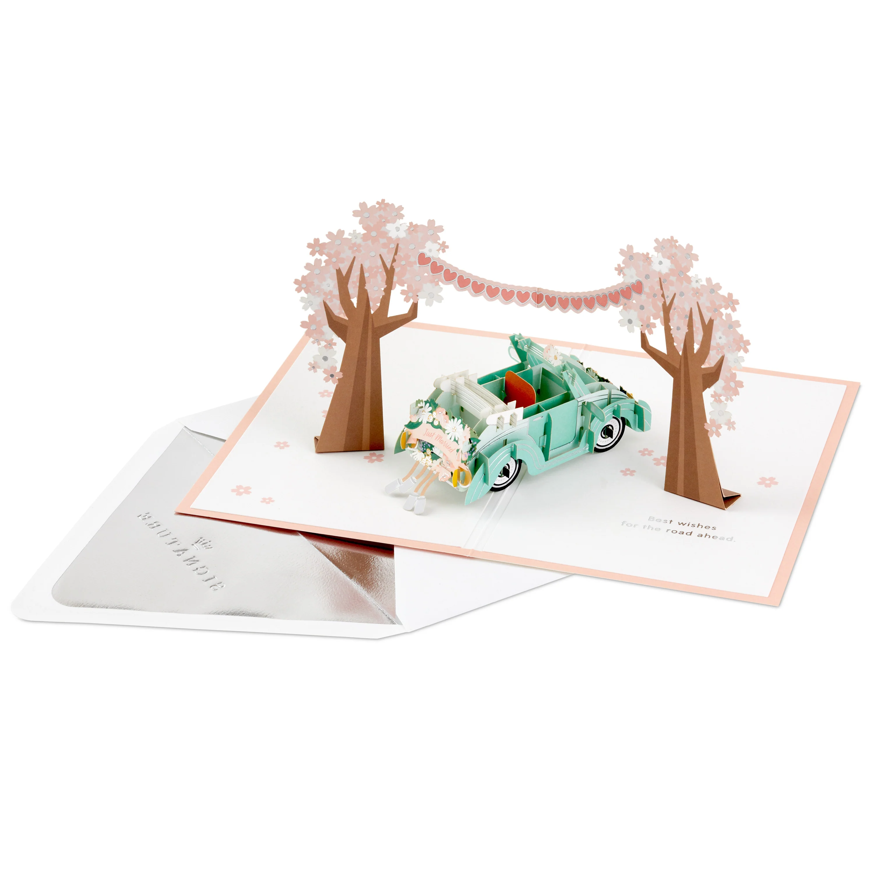 Signature Paper Wonder Wedding Card - 3D Pop Up Cherry Blossom & Car Design - Image 2