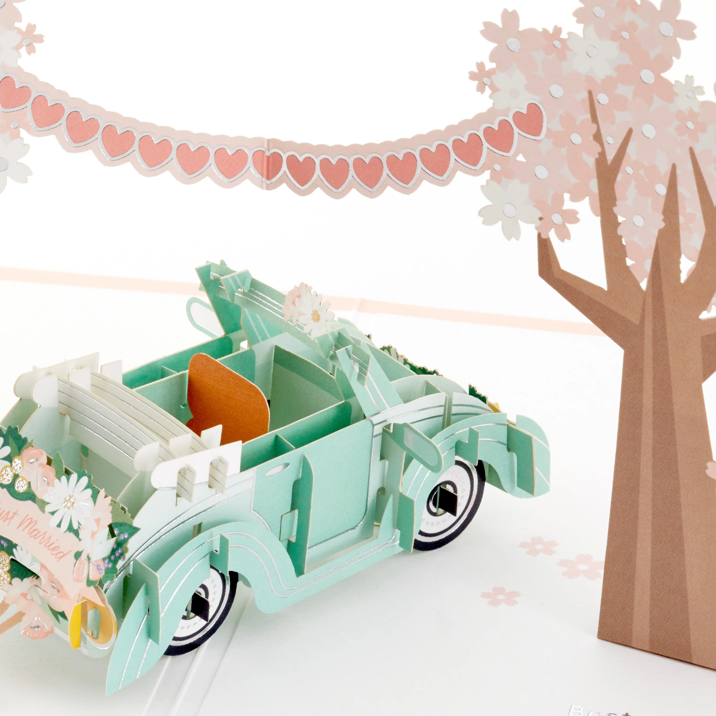 Signature Paper Wonder Wedding Card - 3D Pop Up Cherry Blossom & Car Design - Image 4