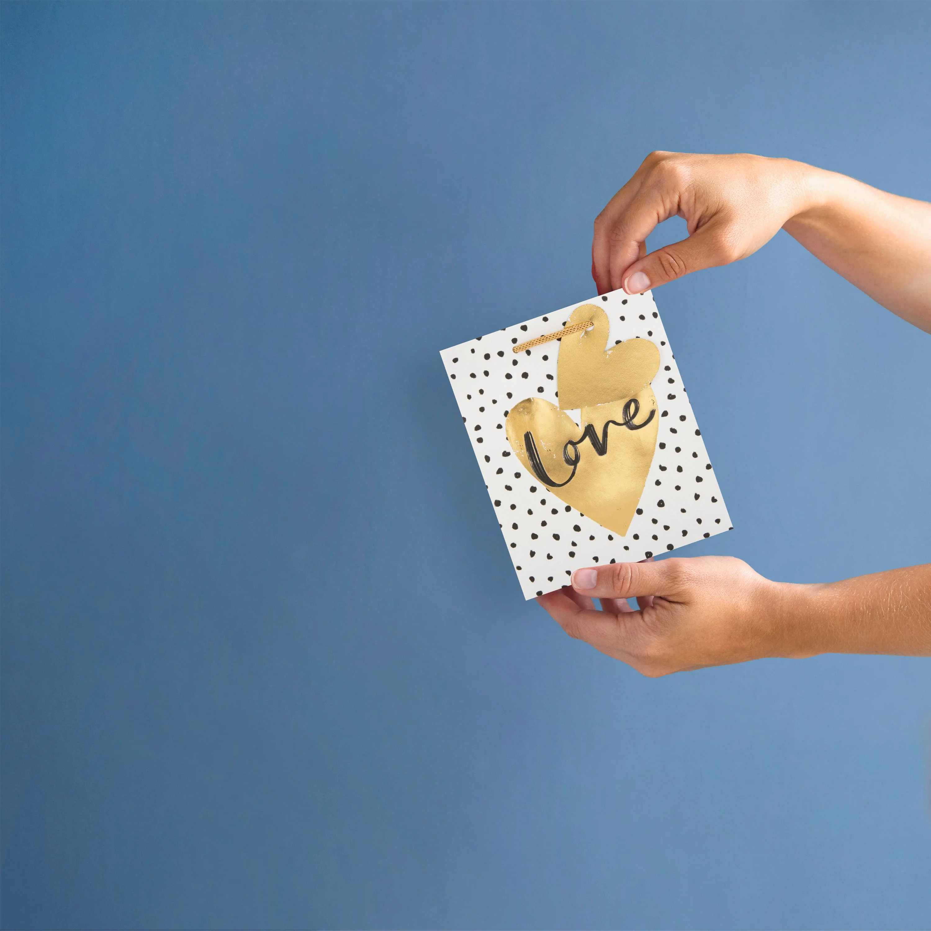 Small Gift Bag - Gold Heart Design - Image 2