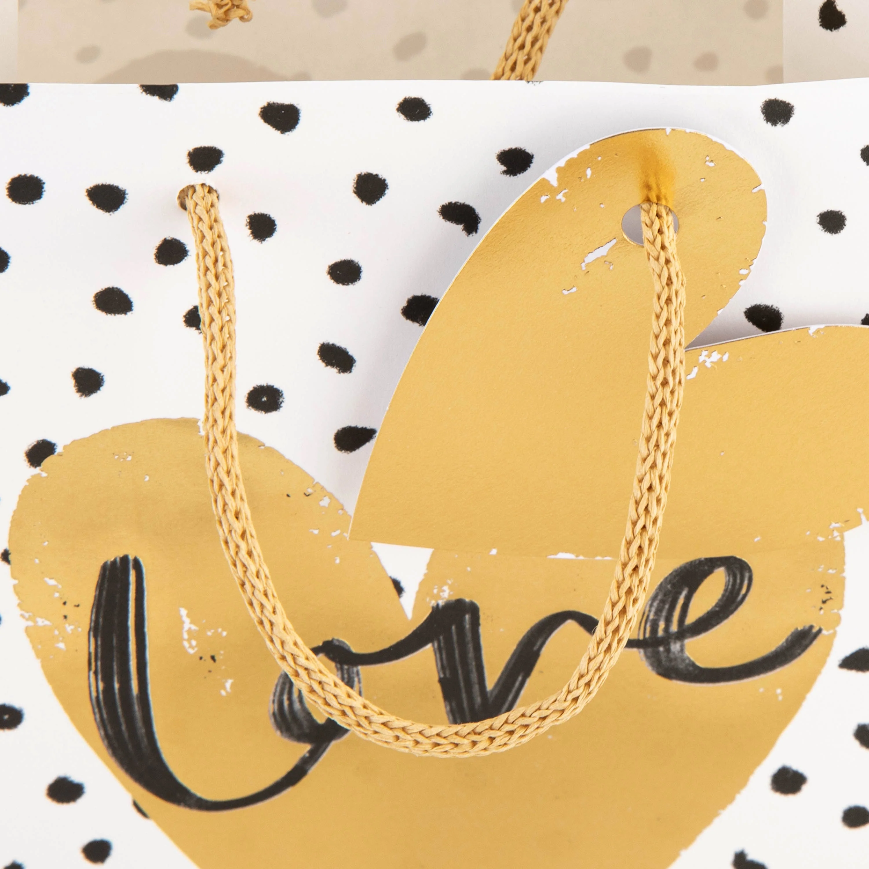 Small Gift Bag - Gold Heart Design - Image 4