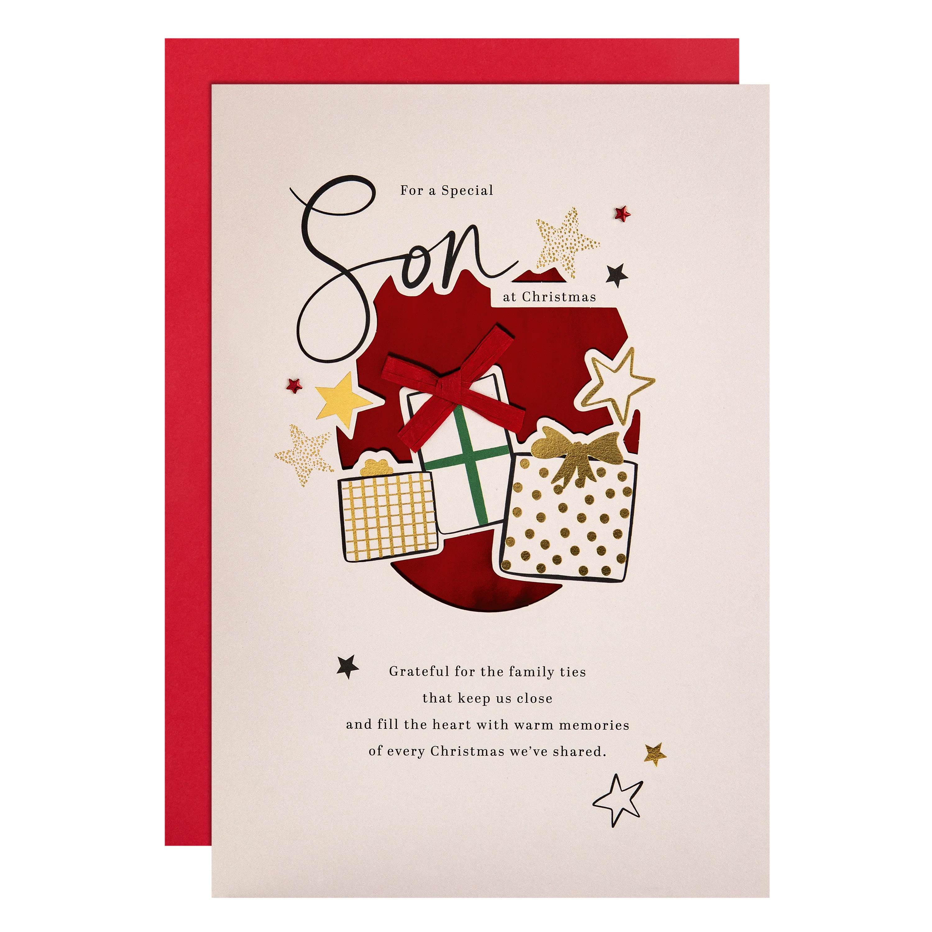 Son Christmas Card - Special Sentiment, Christmas Presents Design