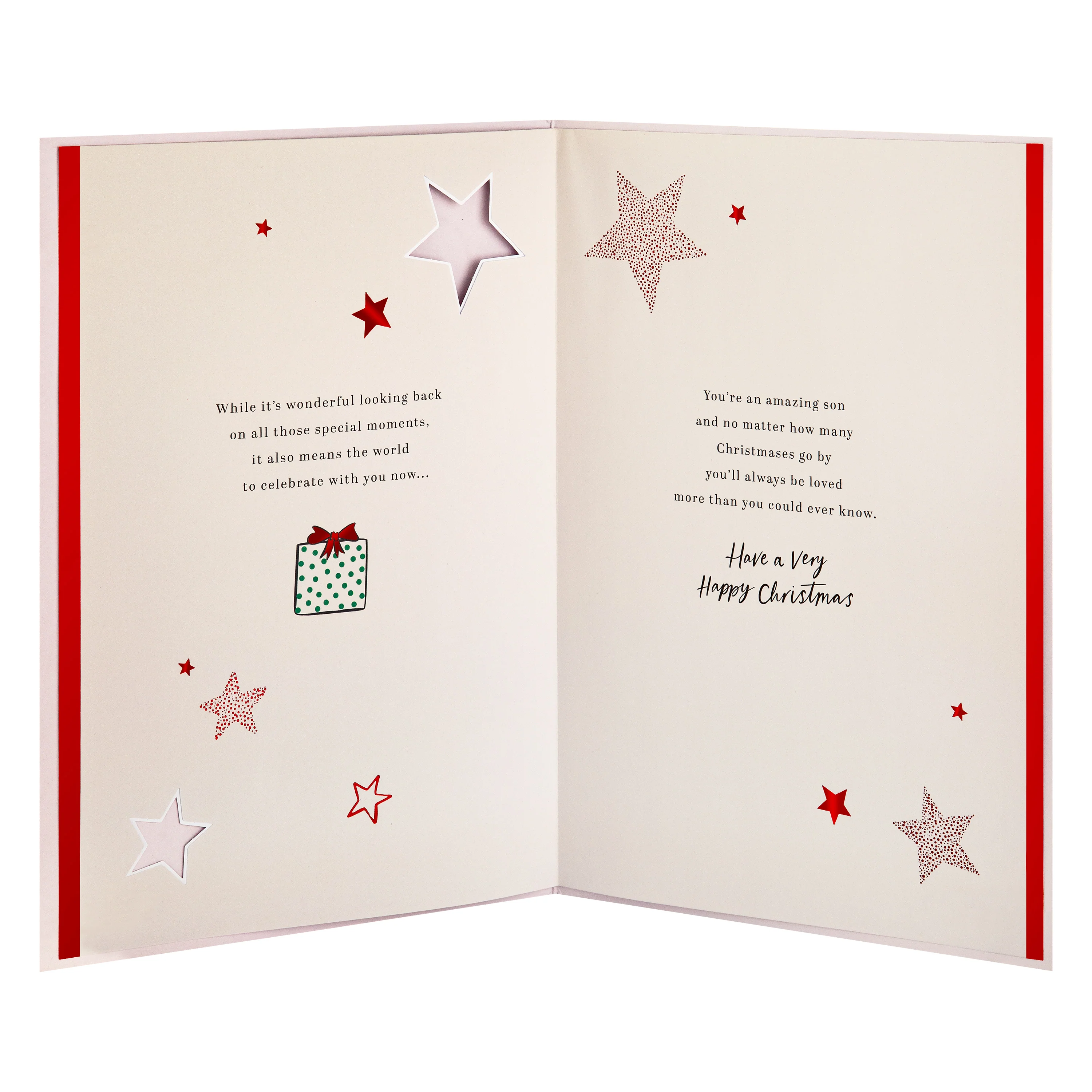 Son Christmas Card - Special Sentiment, Christmas Presents Design - Image 4