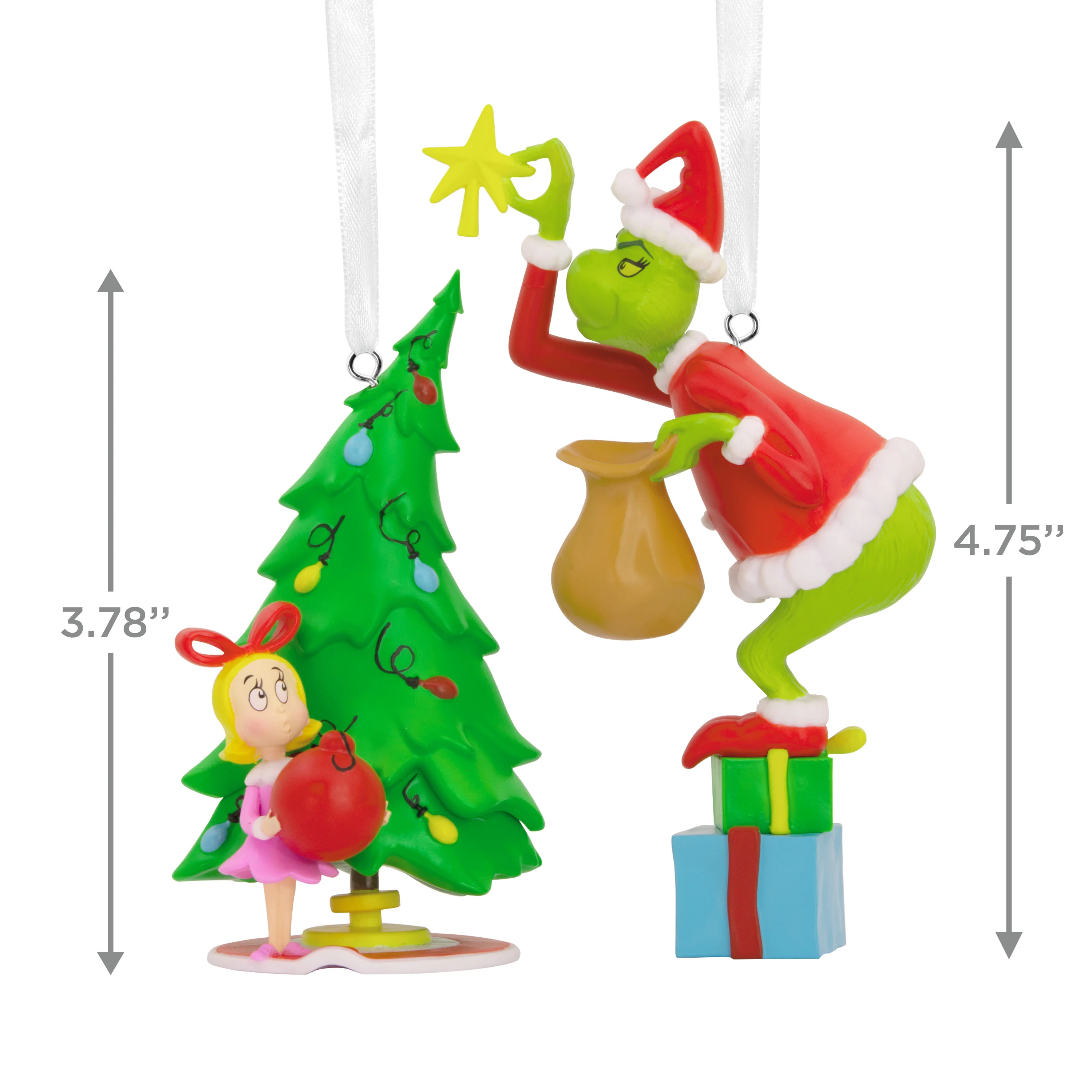 Storied Moments Dr Seuss Christmas Ornaments - Set of 2 - The Grinch & Cindy-Lou Who - Image 4