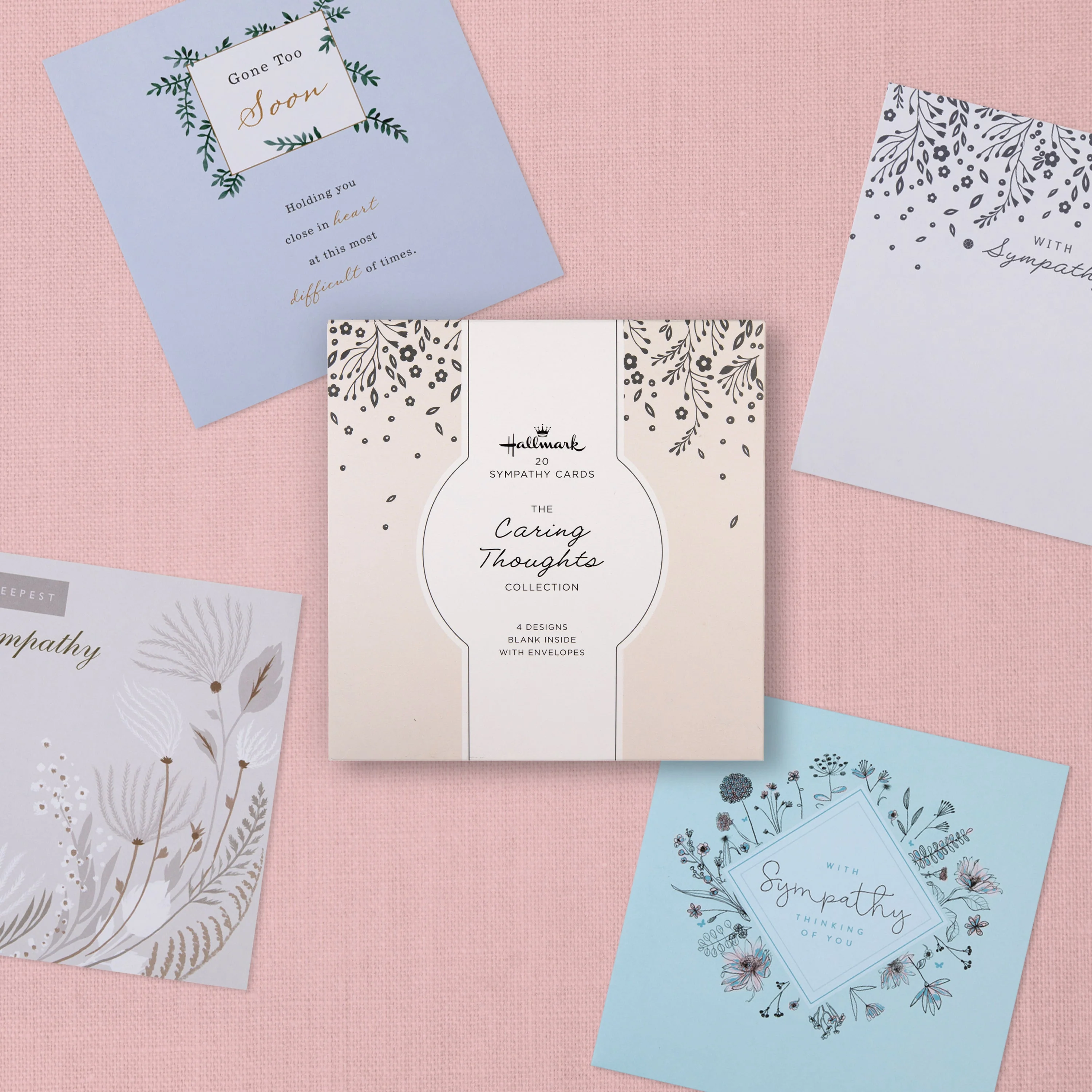 Sympathy Cards Multipack - Pack of 20 in 4 Simple & Delicate Designs - Image 2