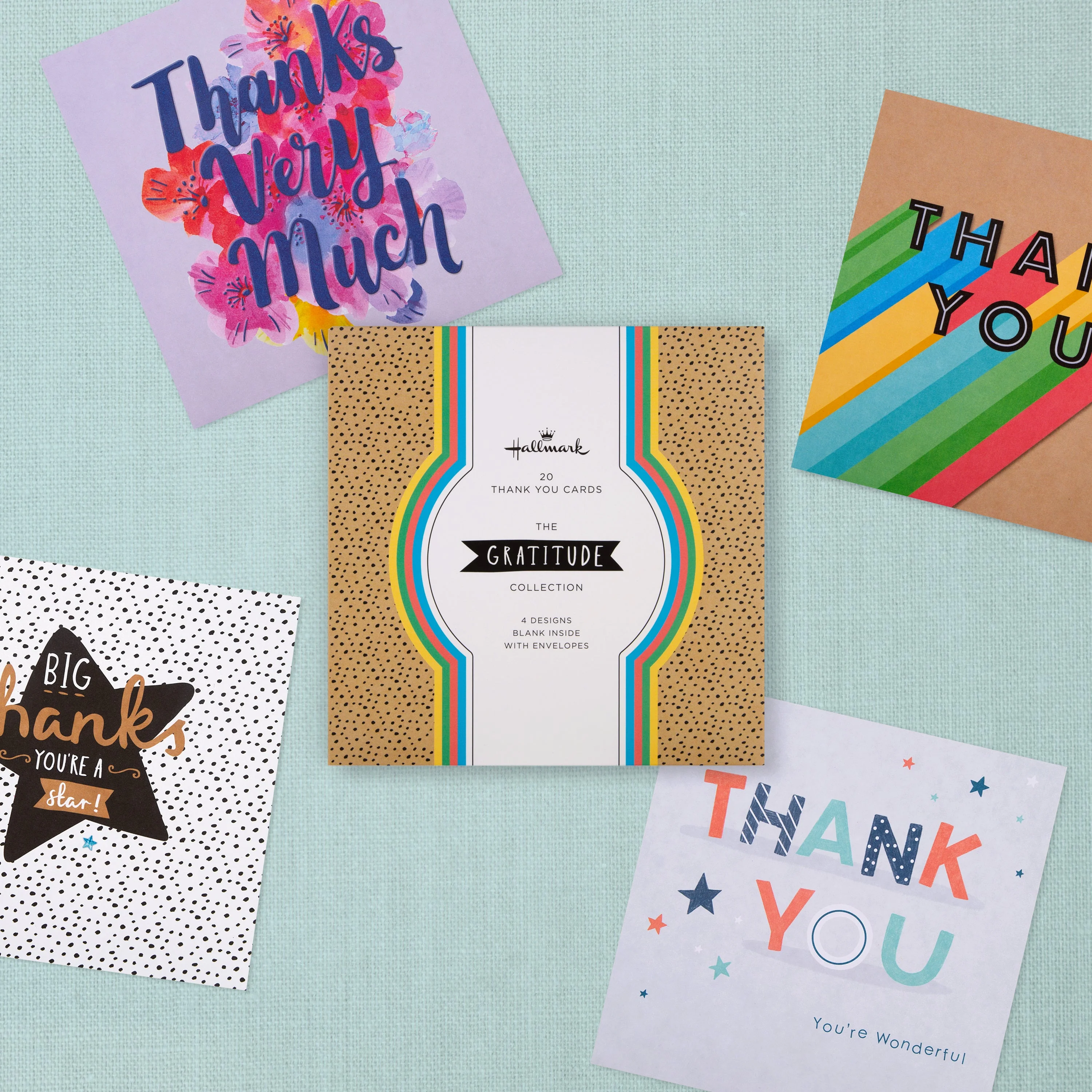 Thank You Cards - Multipack of 20 in 4 Fun Designs - Image 3