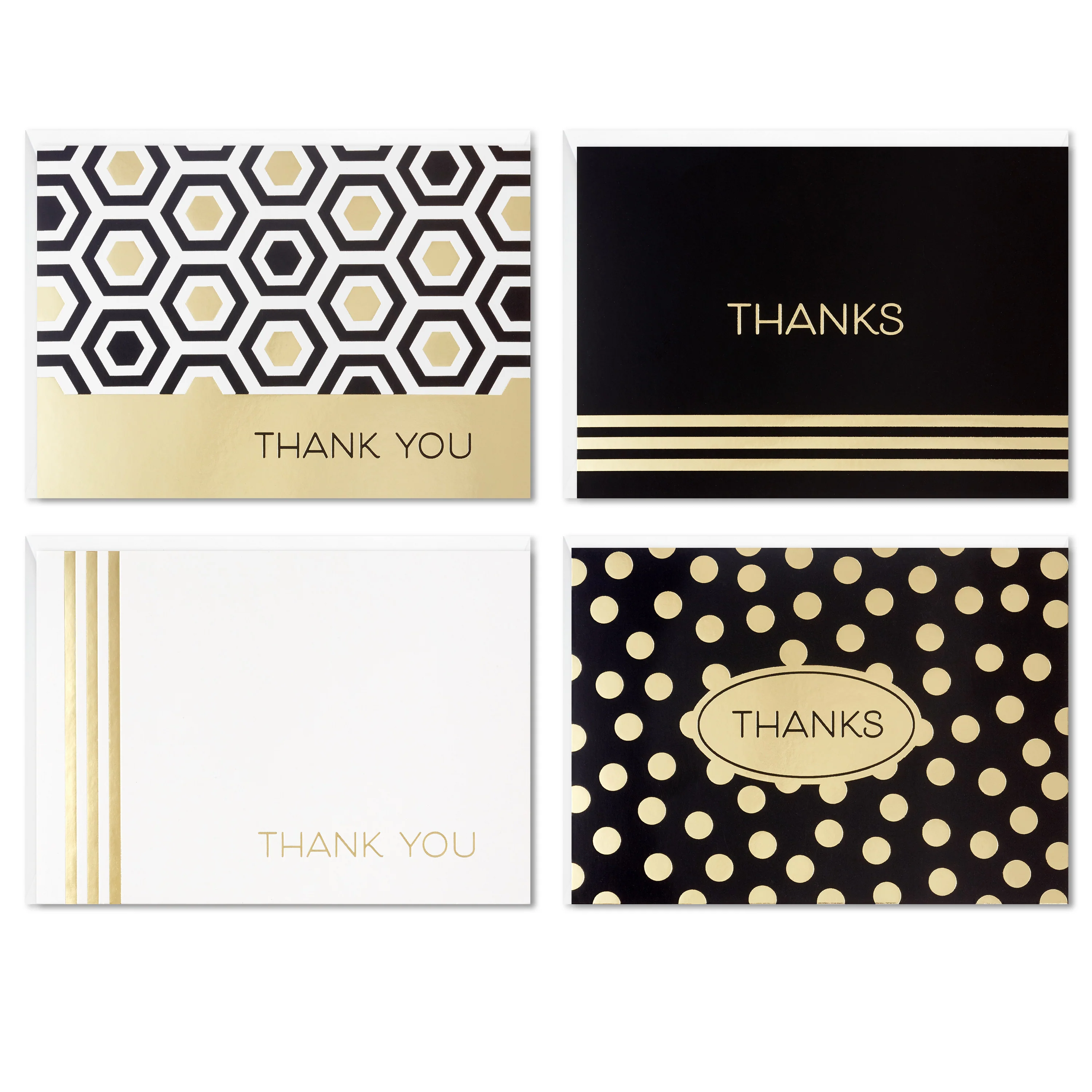 Thank You Cards Multipack - Pack of 40 in 4 Gold Foil Designs