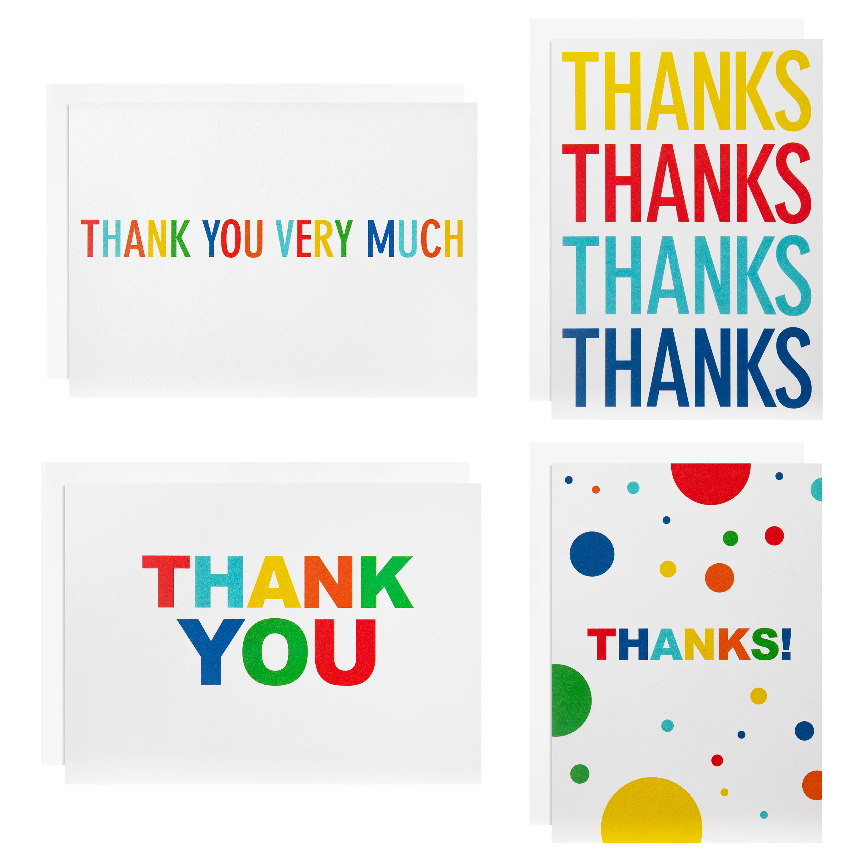 Thank You Cards Multipack - Pack of 48 in 4 Rainbow Lettering Designs