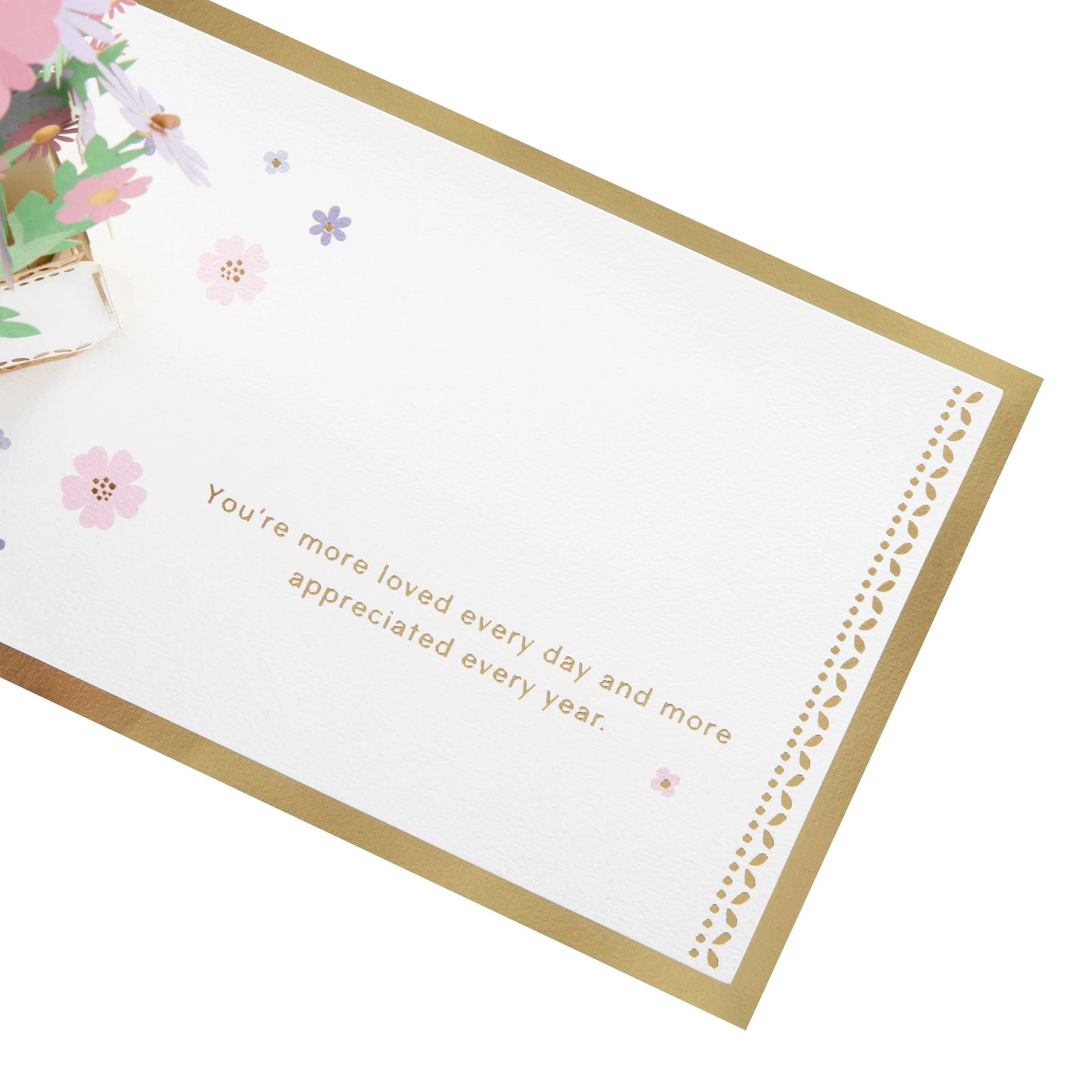 Thinking of You Card - 3D & Pop-Up Lilac & Pink Flowers in Vase Design - Image 4
