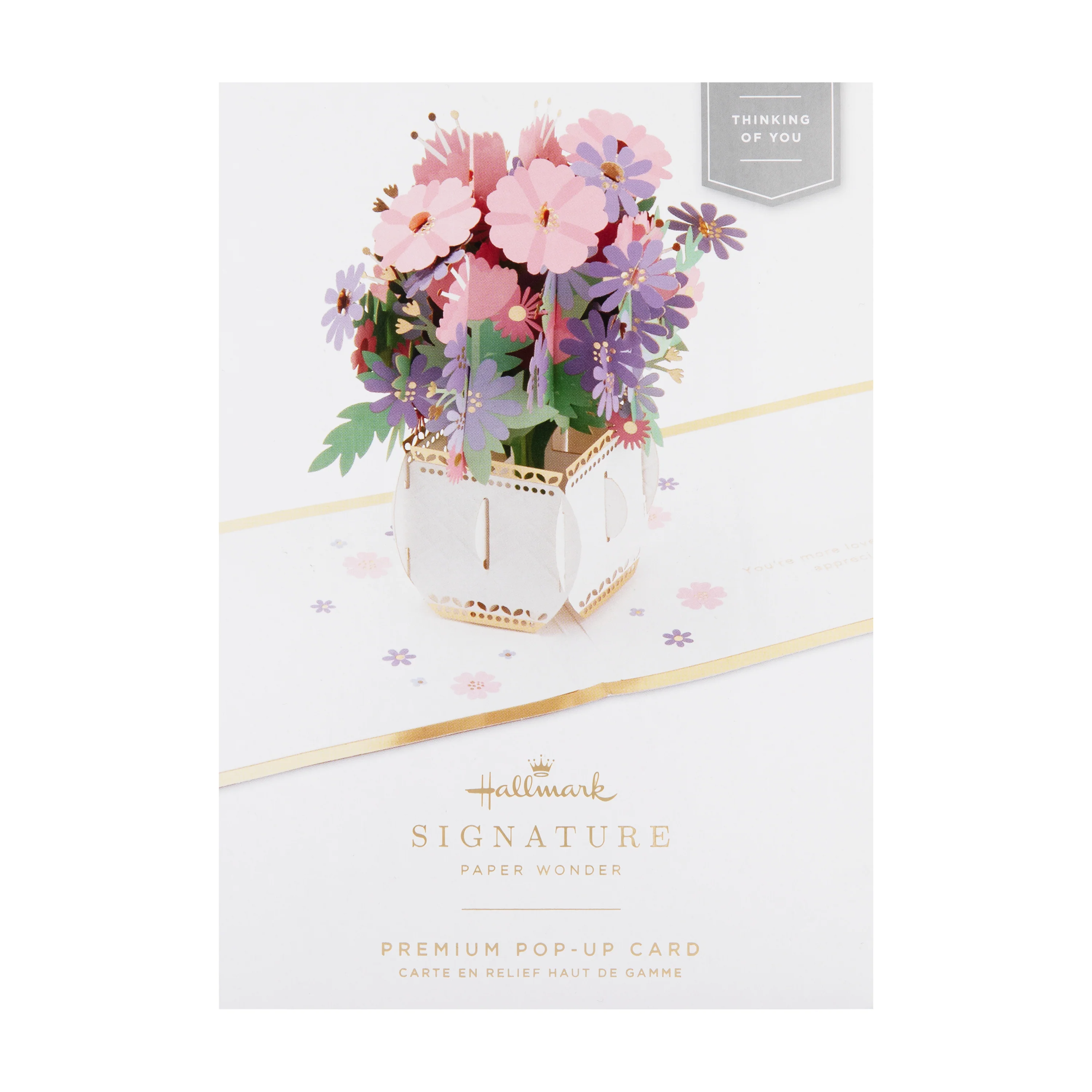 Thinking of You Card - 3D & Pop-Up Lilac & Pink Flowers in Vase Design - Image 6