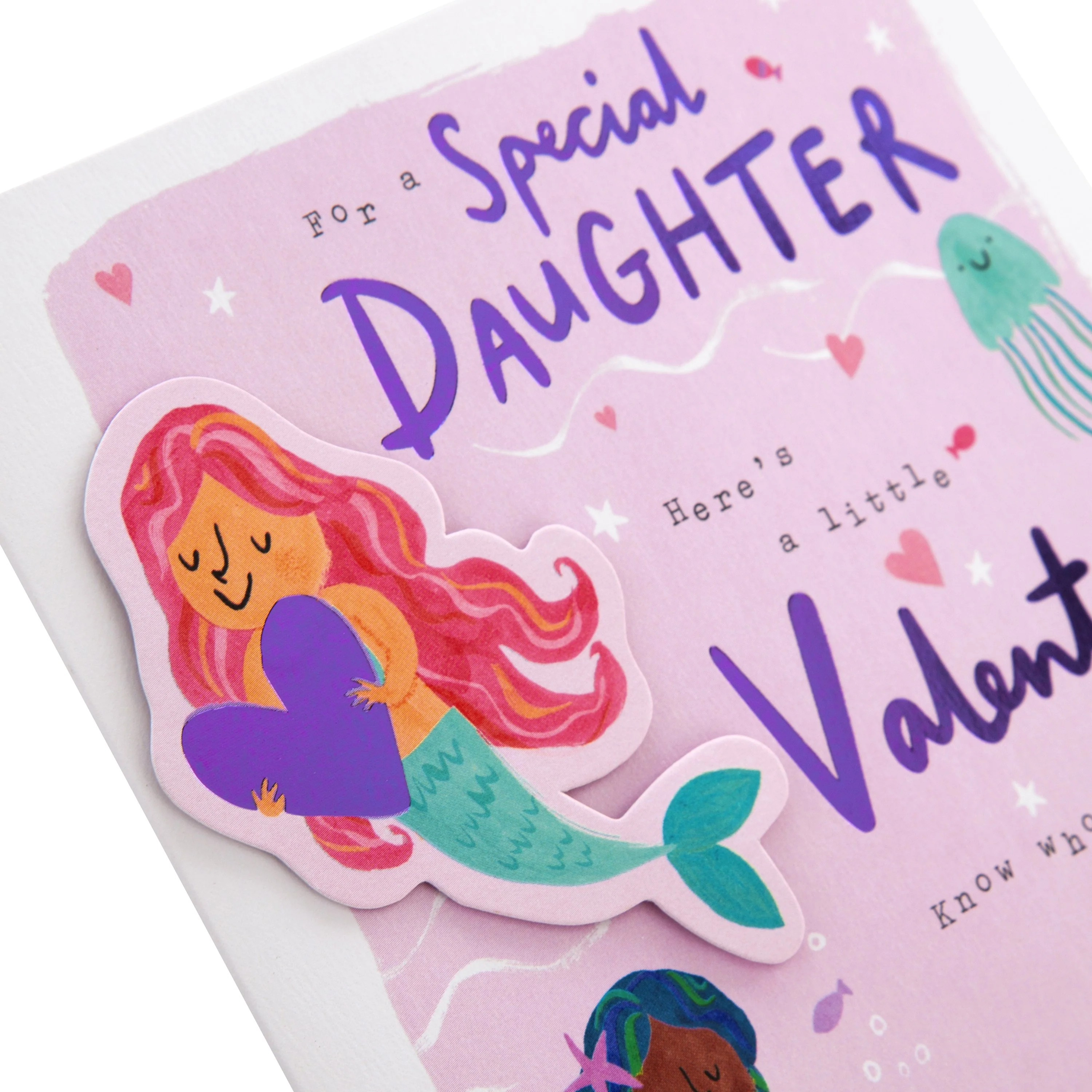 Valentine Card for Daughter - Cute 3D Effect Mermaid Design - Image 2