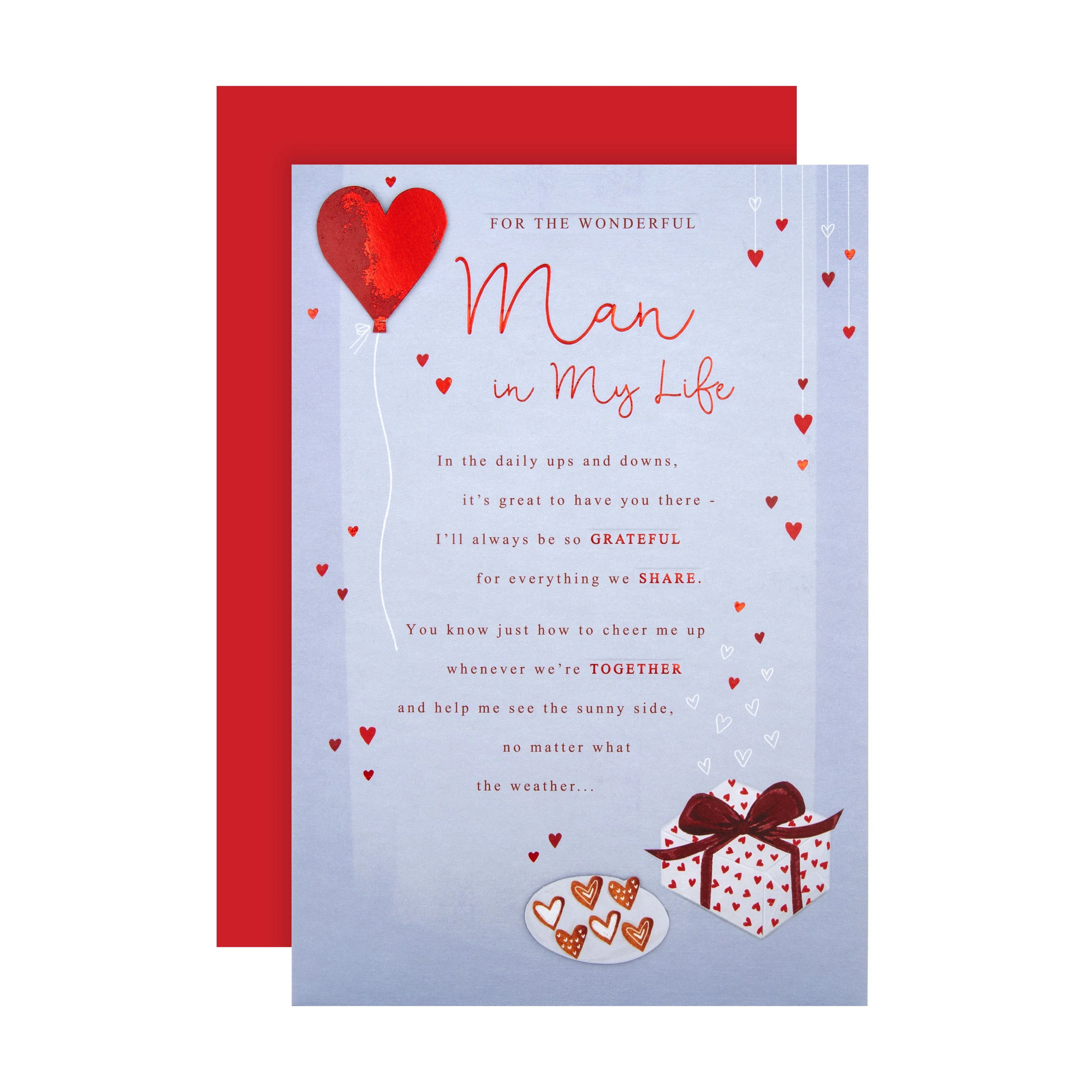 Valentine Card for The Man in My Life - Classic Text Based Design with Heartfelt Verse