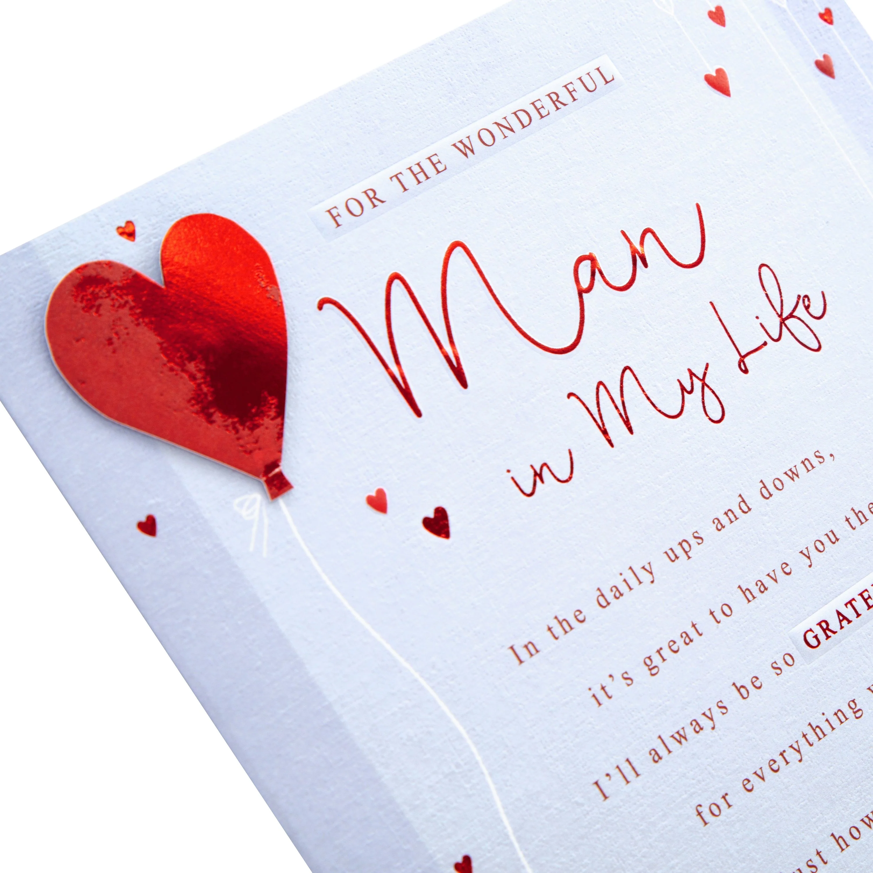 Valentine Card for The Man in My Life - Classic Text Based Design with Heartfelt Verse - Image 2