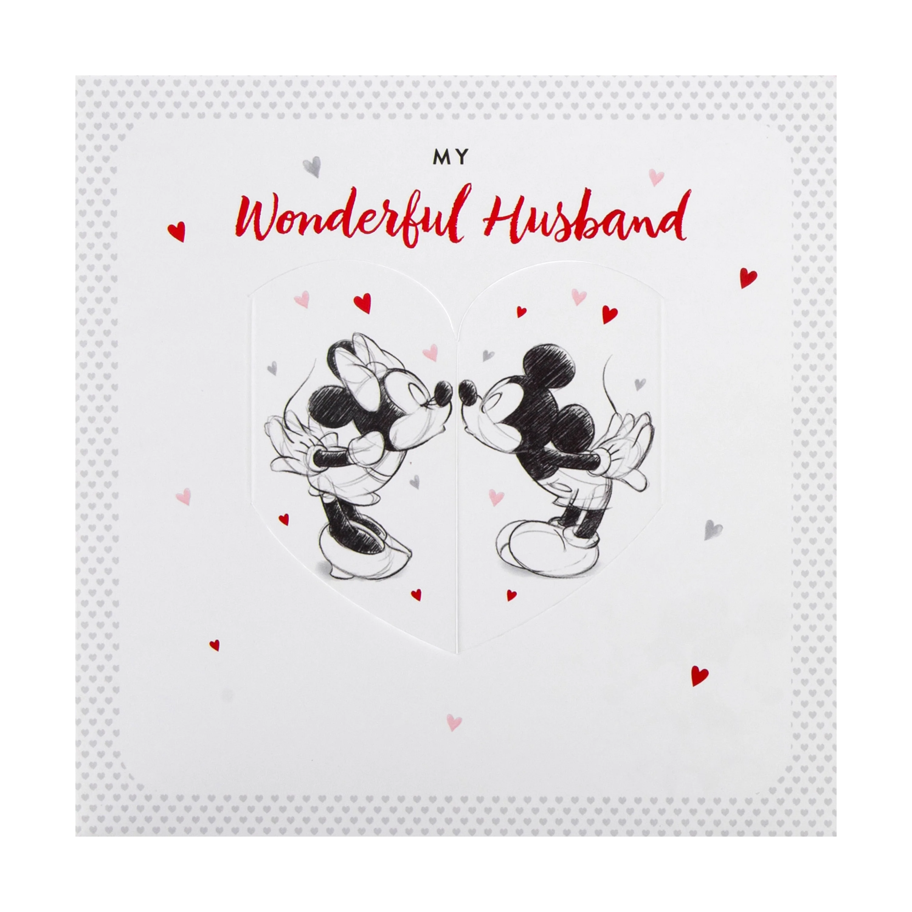 Valentine's Card for Husband - Cute Disney Mickey and Minnie Mouse Design with Red Foil - Image 3