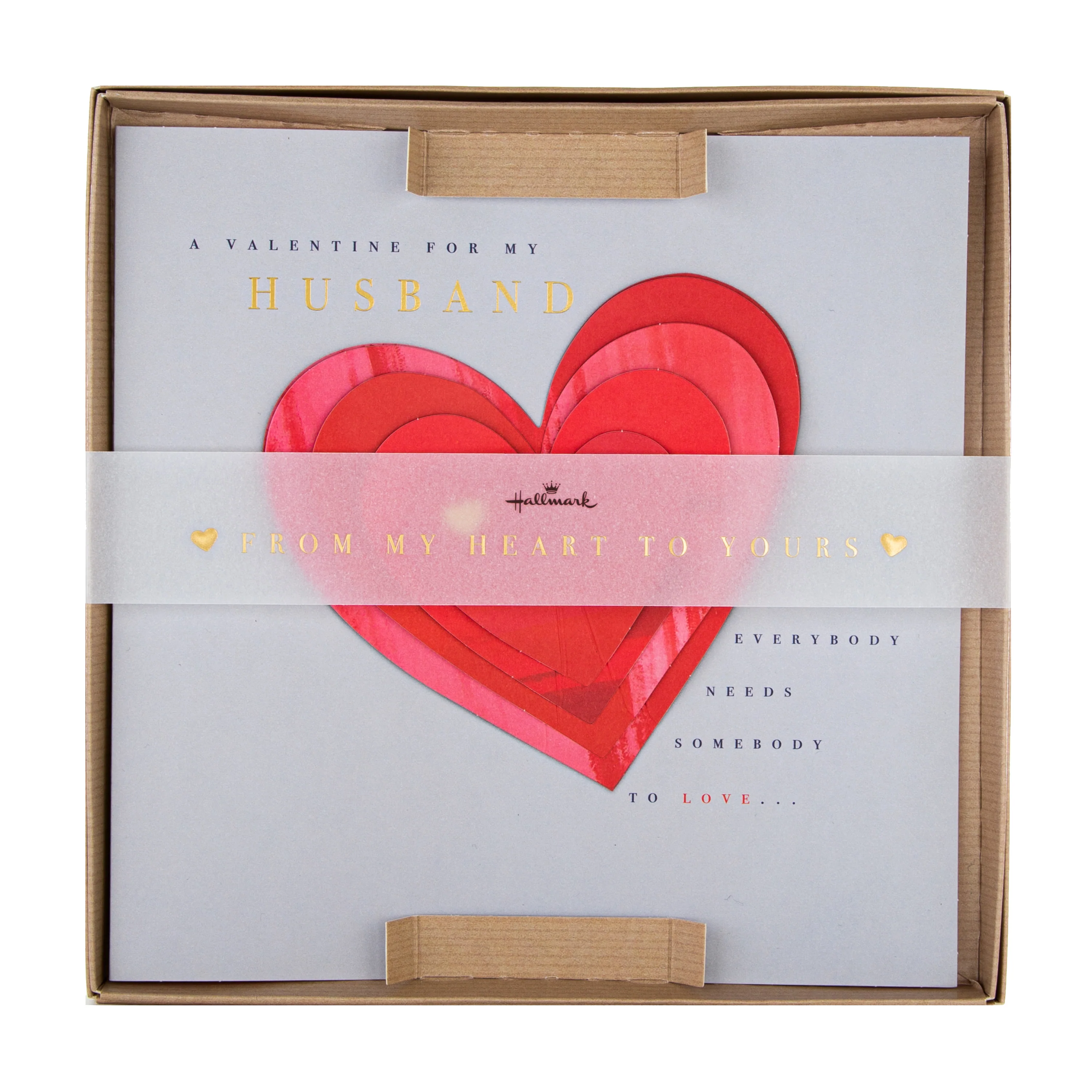 Valentine's Card for Husband - Traditional Love Heart Design with Gold Foil - Image 2