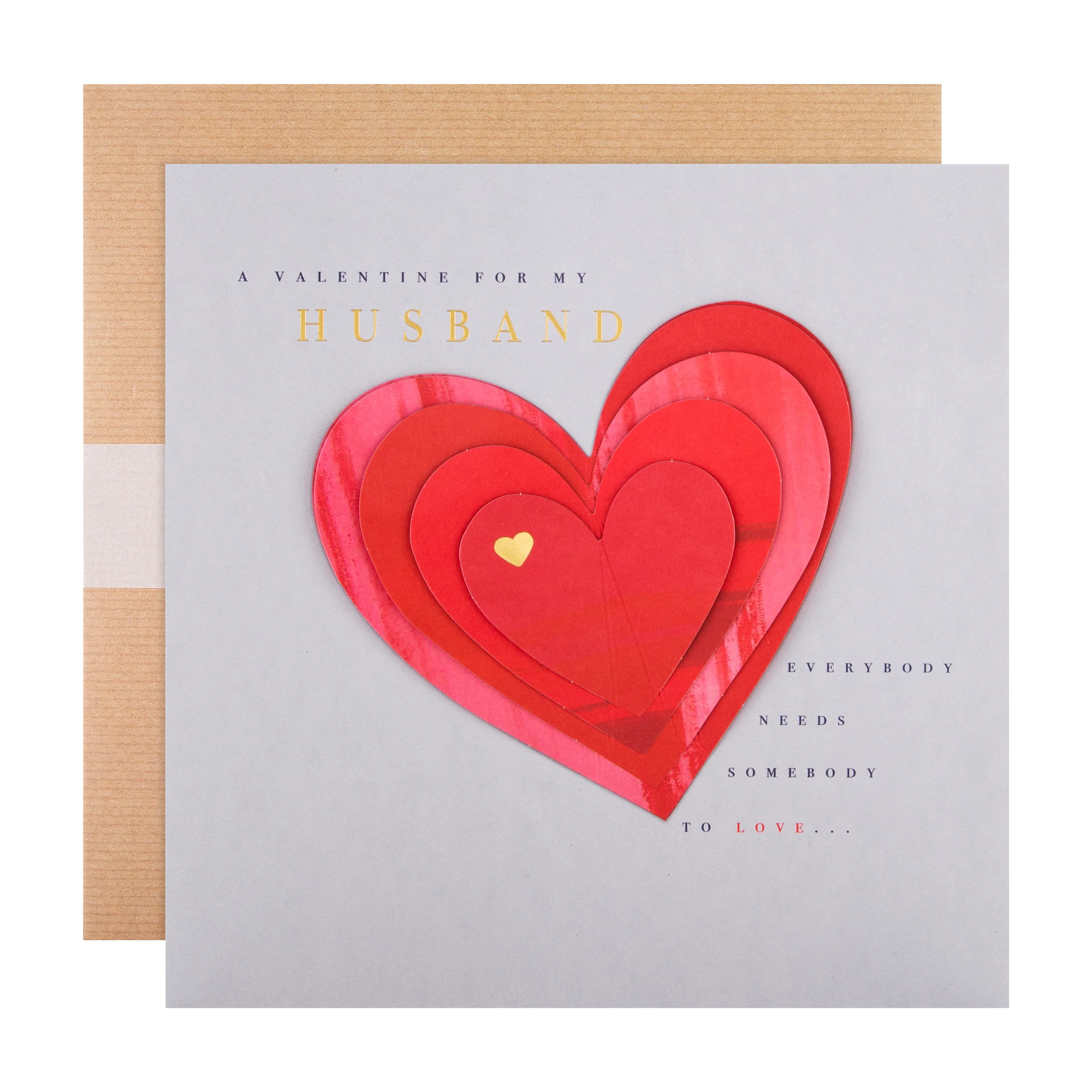Valentine's Card for Husband - Traditional Love Heart Design with Gold Foil - Image 3