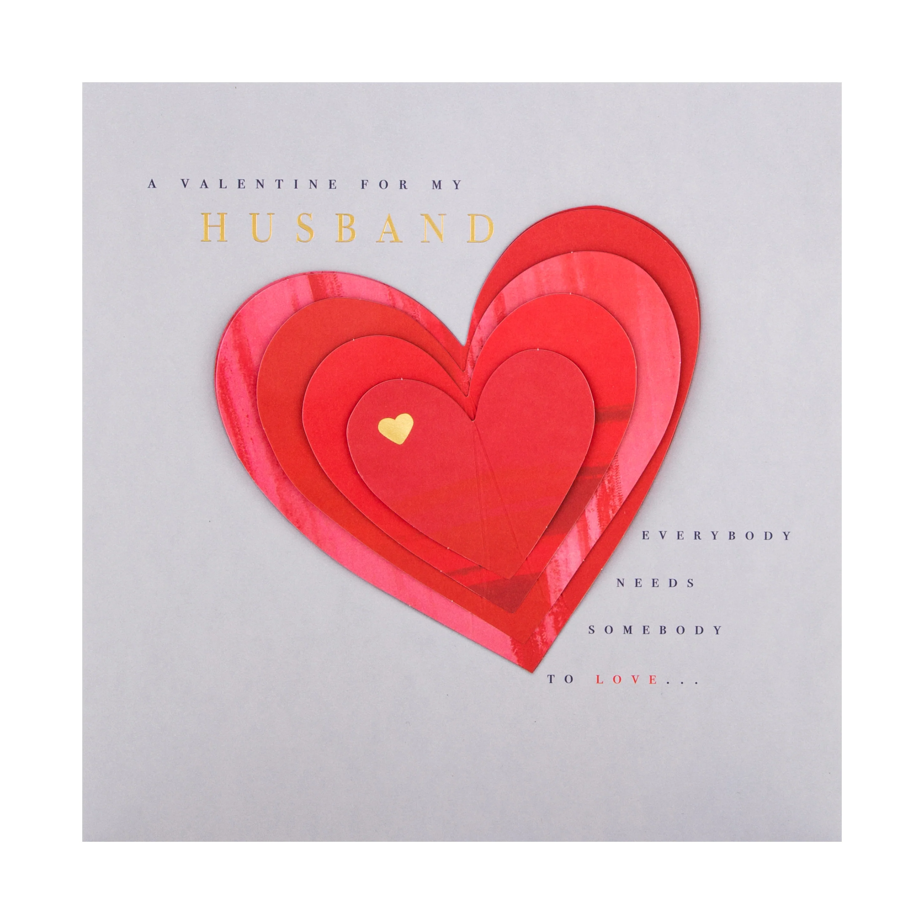 Valentine's Card for Husband - Traditional Love Heart Design with Gold Foil - Image 5
