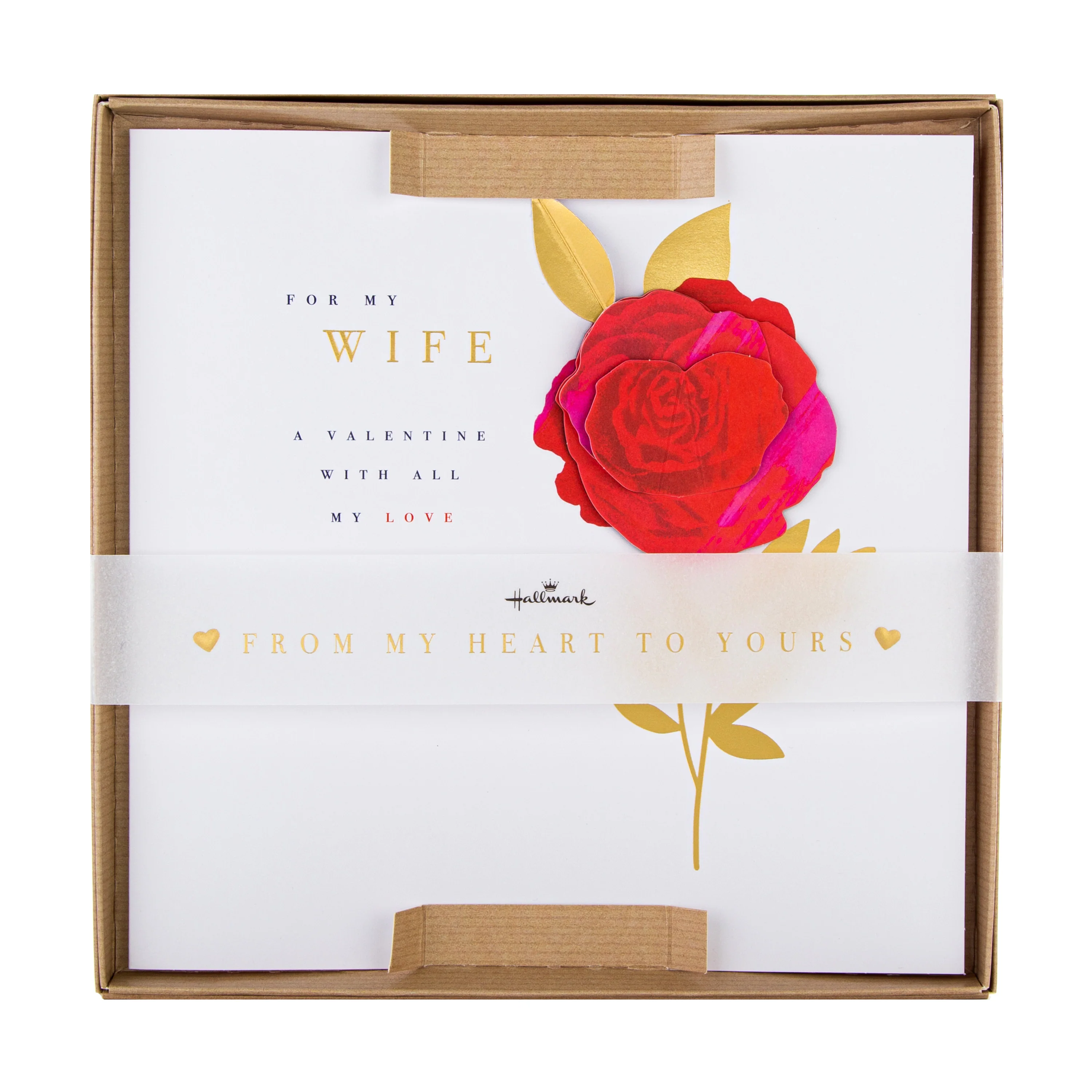 Valentine's Card for Wife - Classic Red Rose Design with Gold Foil - Image 2