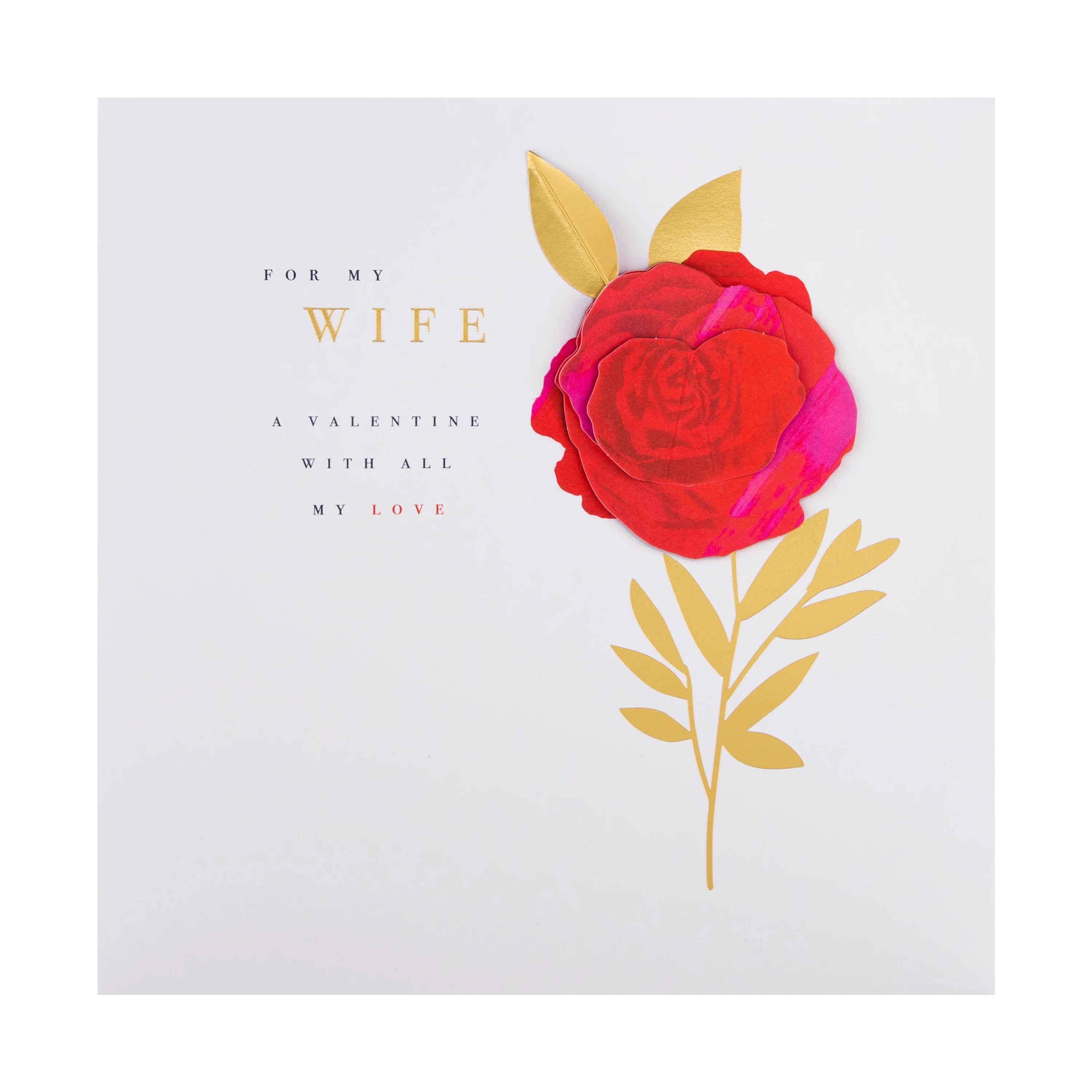 Valentine's Card for Wife - Classic Red Rose Design with Gold Foil - Image 5