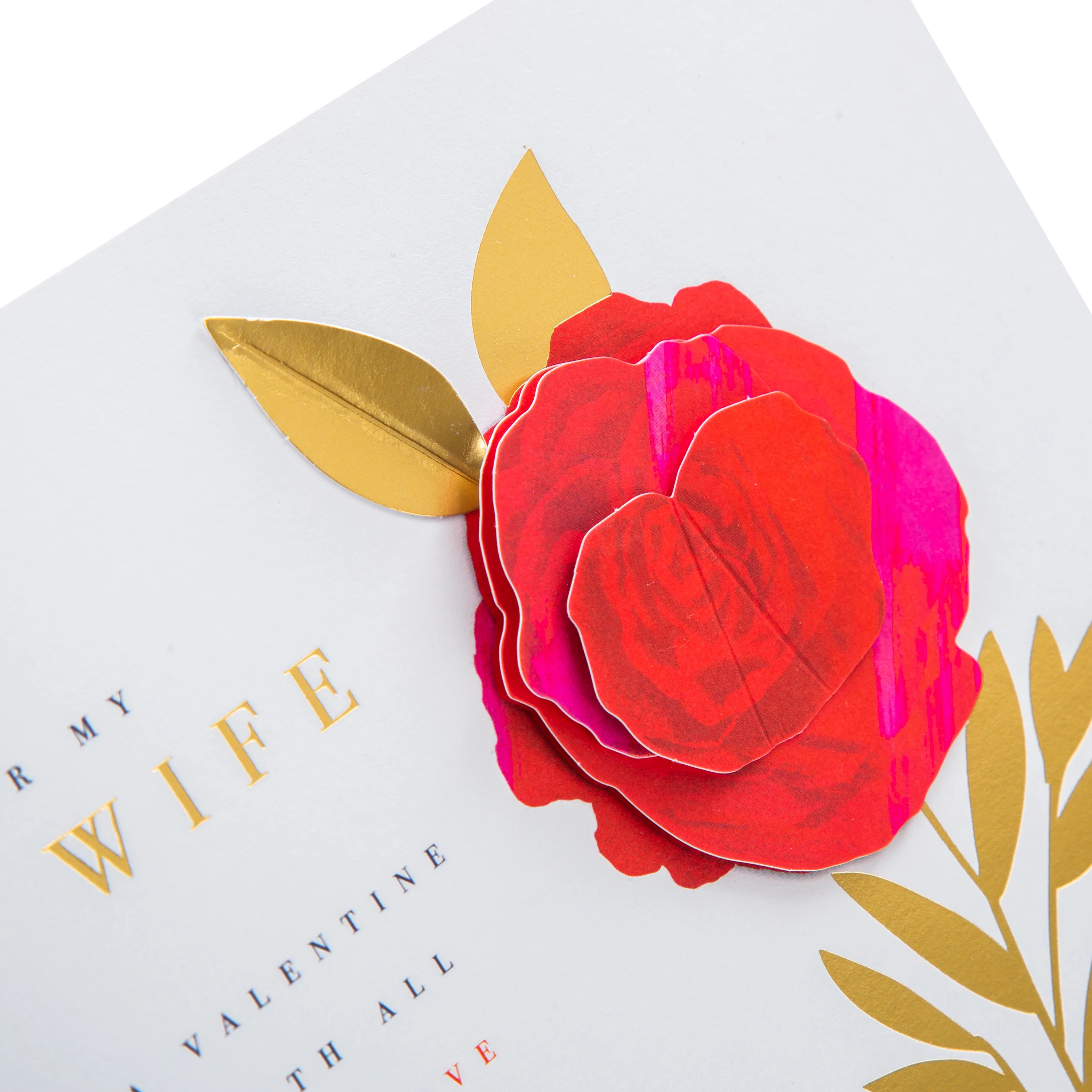 Valentine's Card for Wife - Classic Red Rose Design with Gold Foil - Image 6