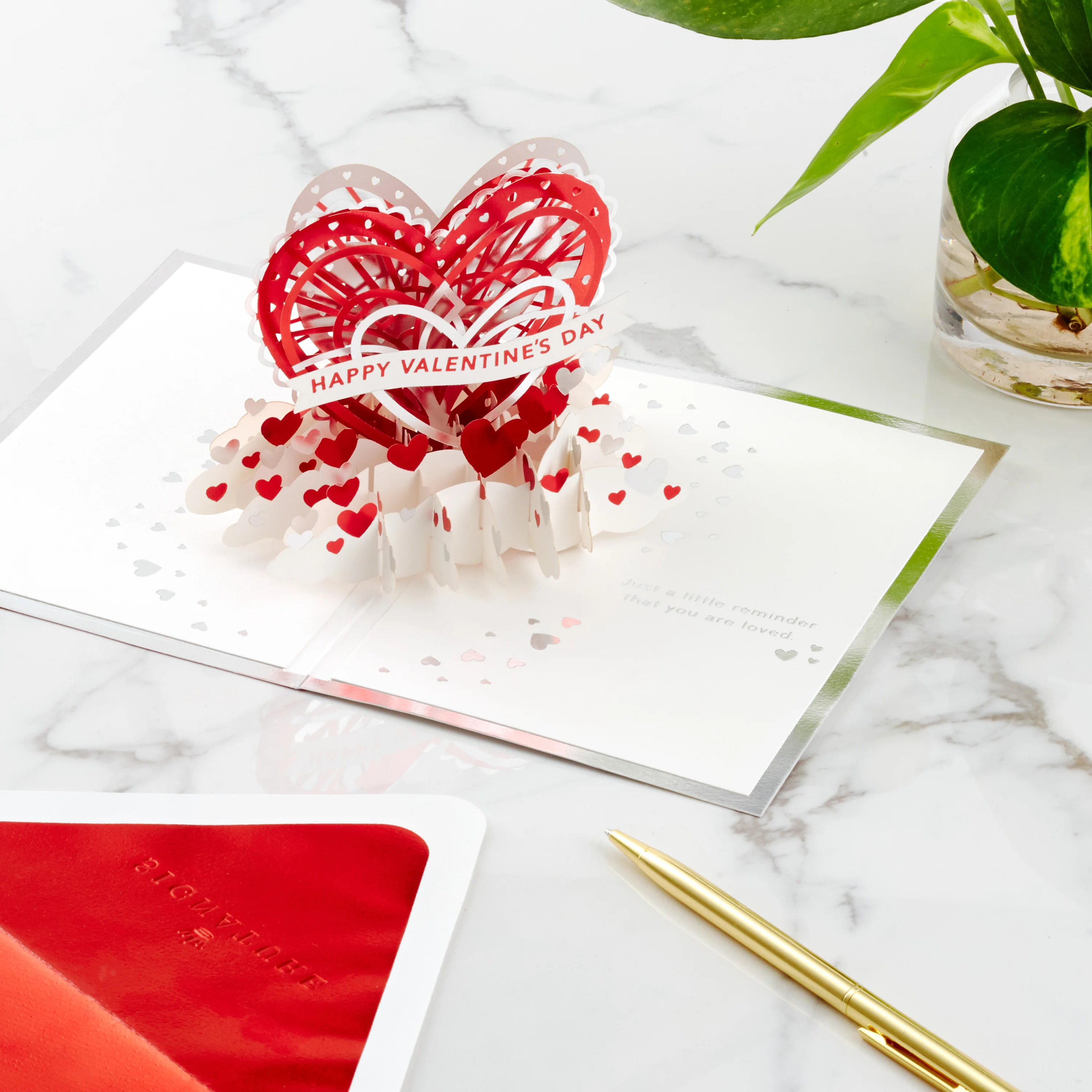 Valentine's Day Card - 3D & Pop Up Heart Banner Design - Image 8