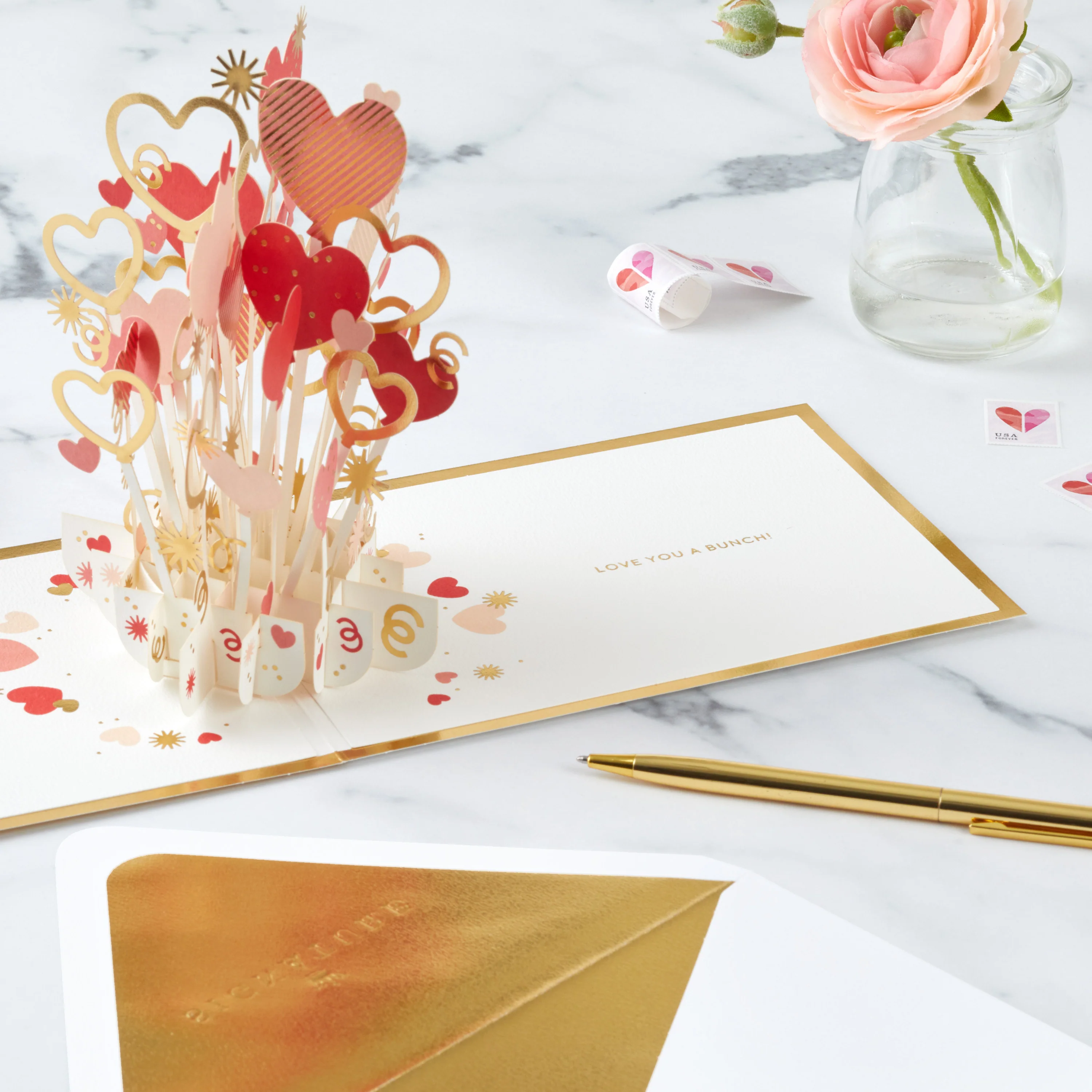 Valentine's Day Card - 3D & Pop Up Heart Bouquet Design - Image 8
