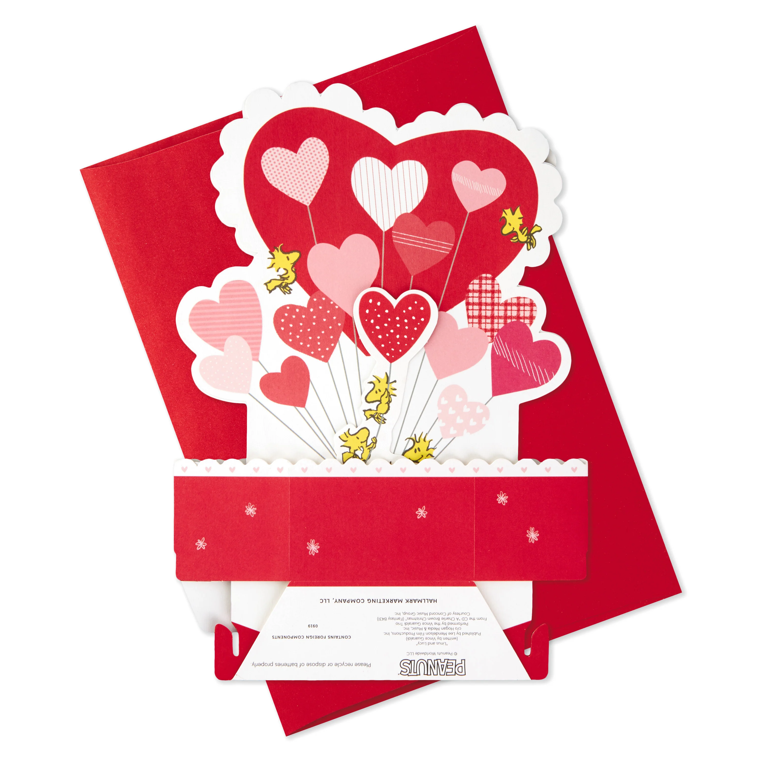 Valentine's Day Card - 3D & Pop Up Musical & Light Up PEANUTS™ SNOOPY & WOODSTOCK Design - Image 7