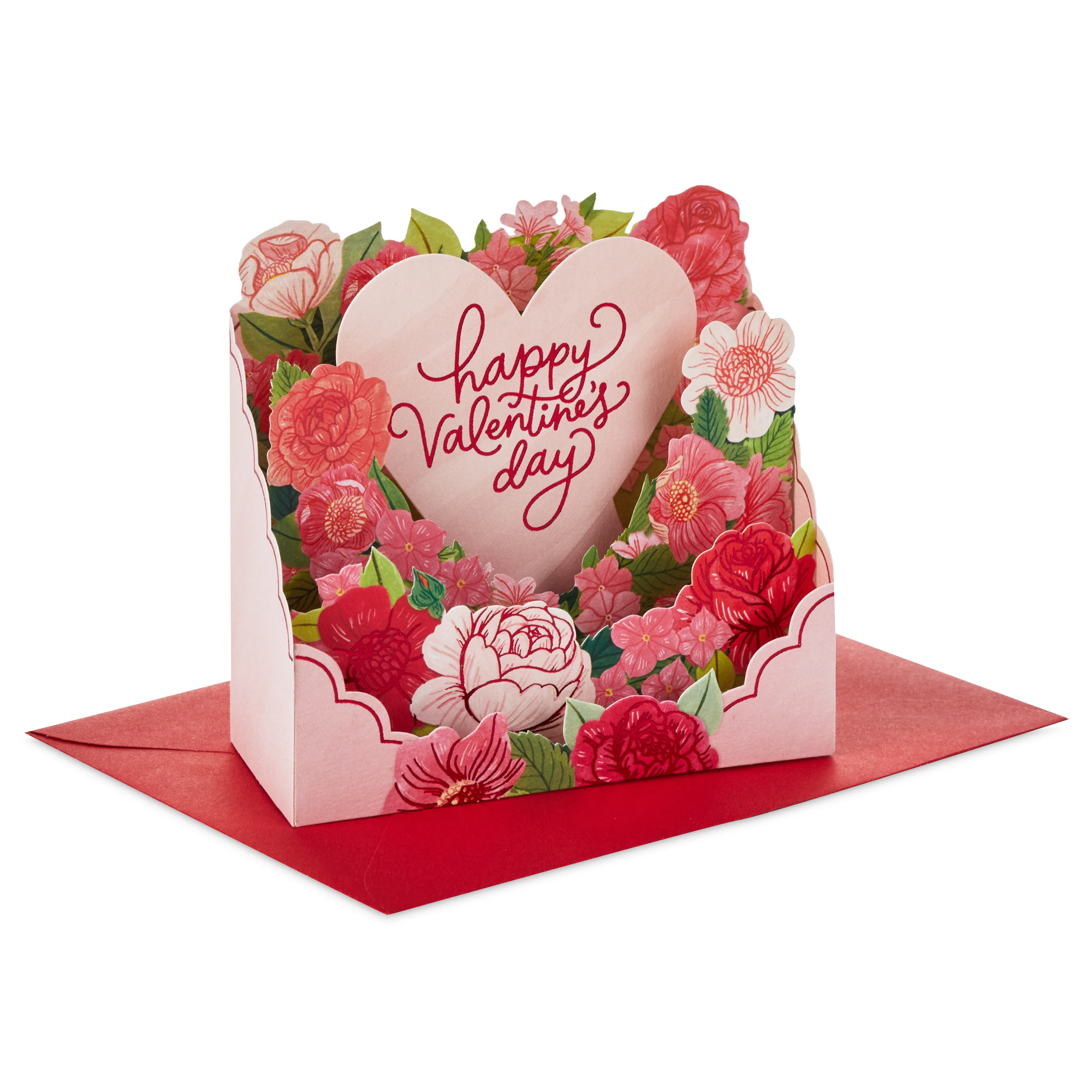 Valentine's Day Card - Mini 3D & Pop Up Pink Heart & Florals Design - Image 3