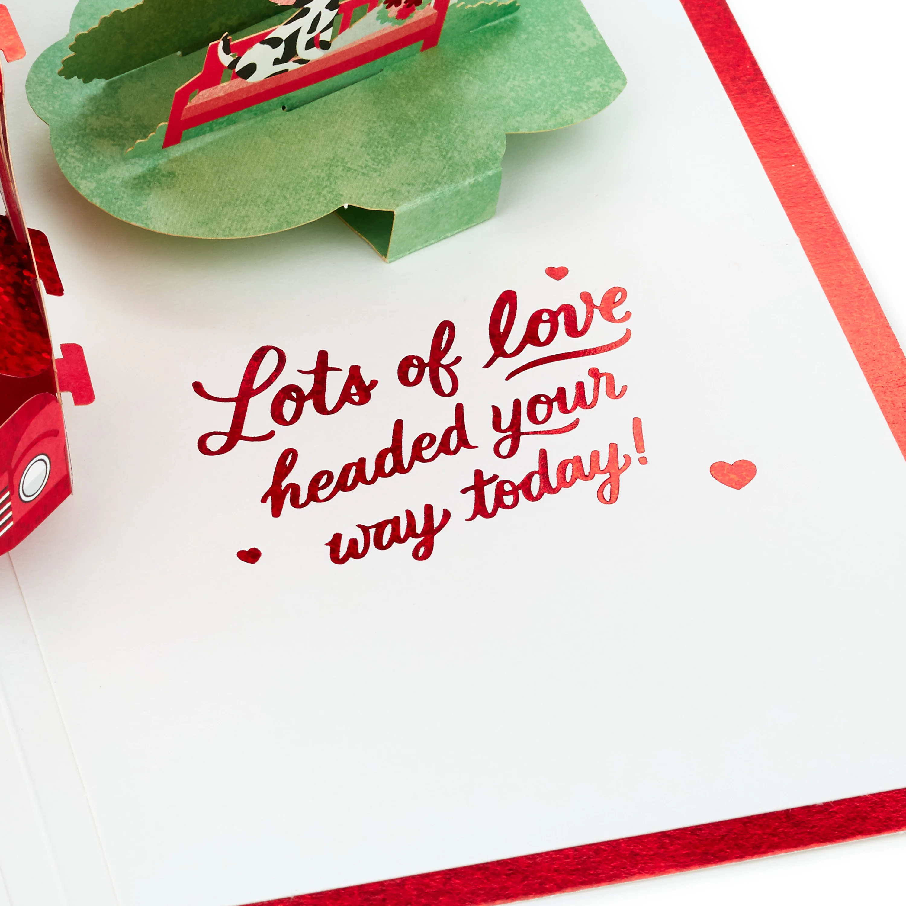 Valentine's Day Card - 3D & Pop Up Red Truck & Dogs Design - Image 5