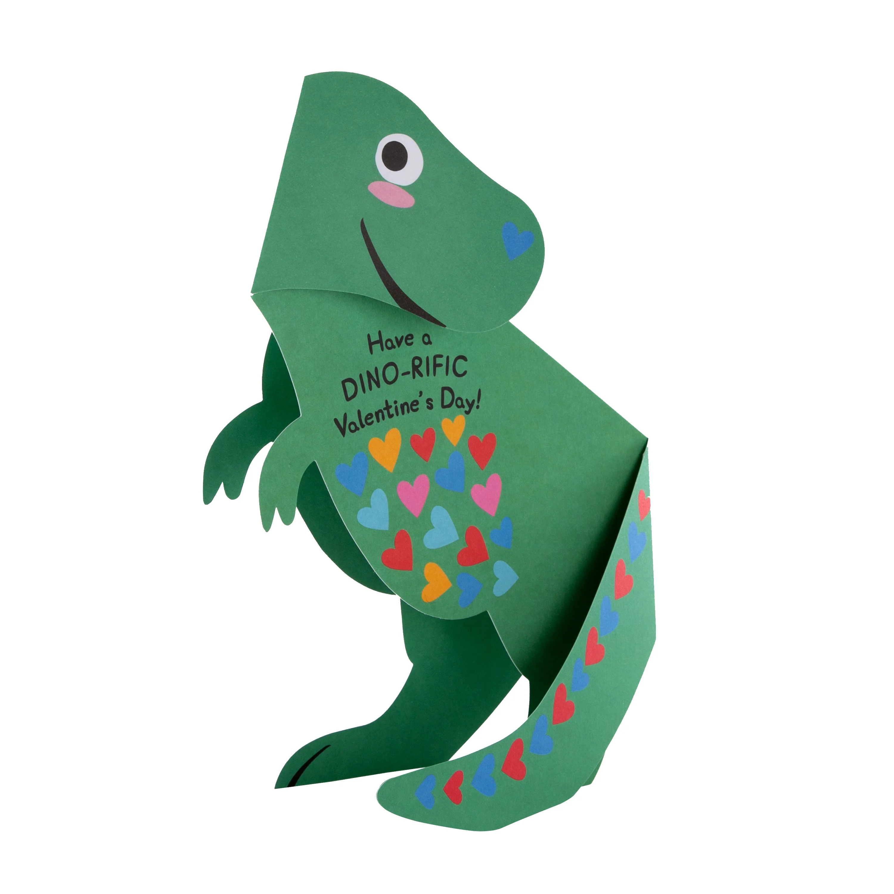 Valentine's Day Card - 3D Pop-Up T-Rex Green Dinosaur Design - Image 2