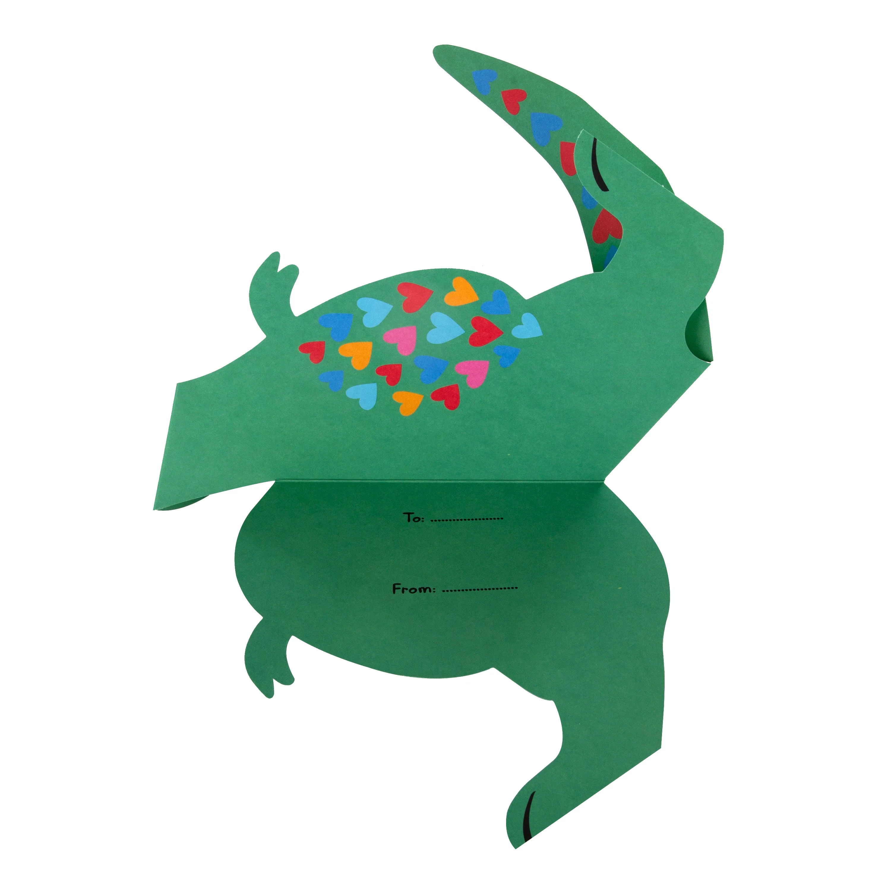 Valentine's Day Card - 3D Pop-Up T-Rex Green Dinosaur Design - Image 4