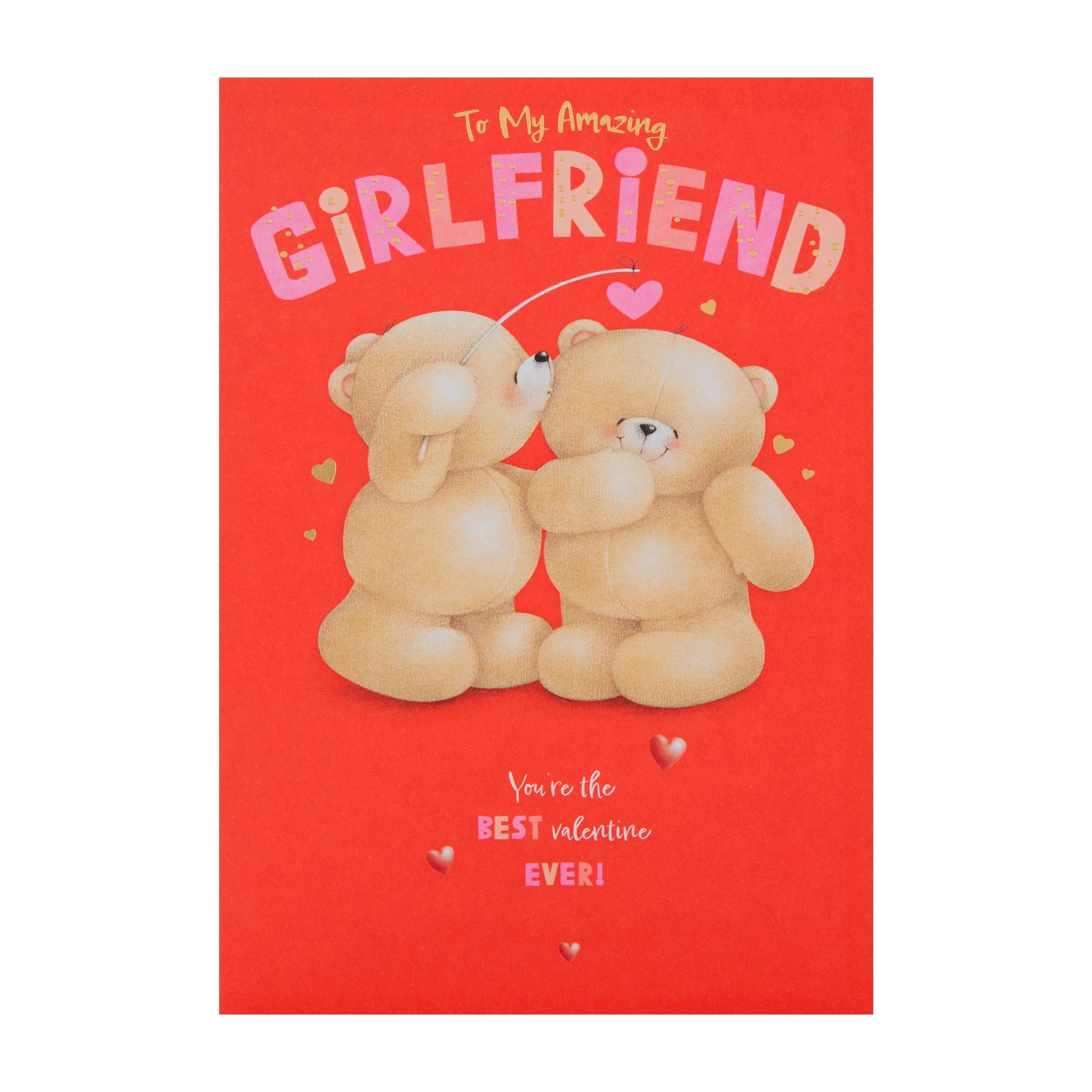 Valentine's Day Card for Girlfriend - Forever Friends Bears Heart Kiss - Image 5