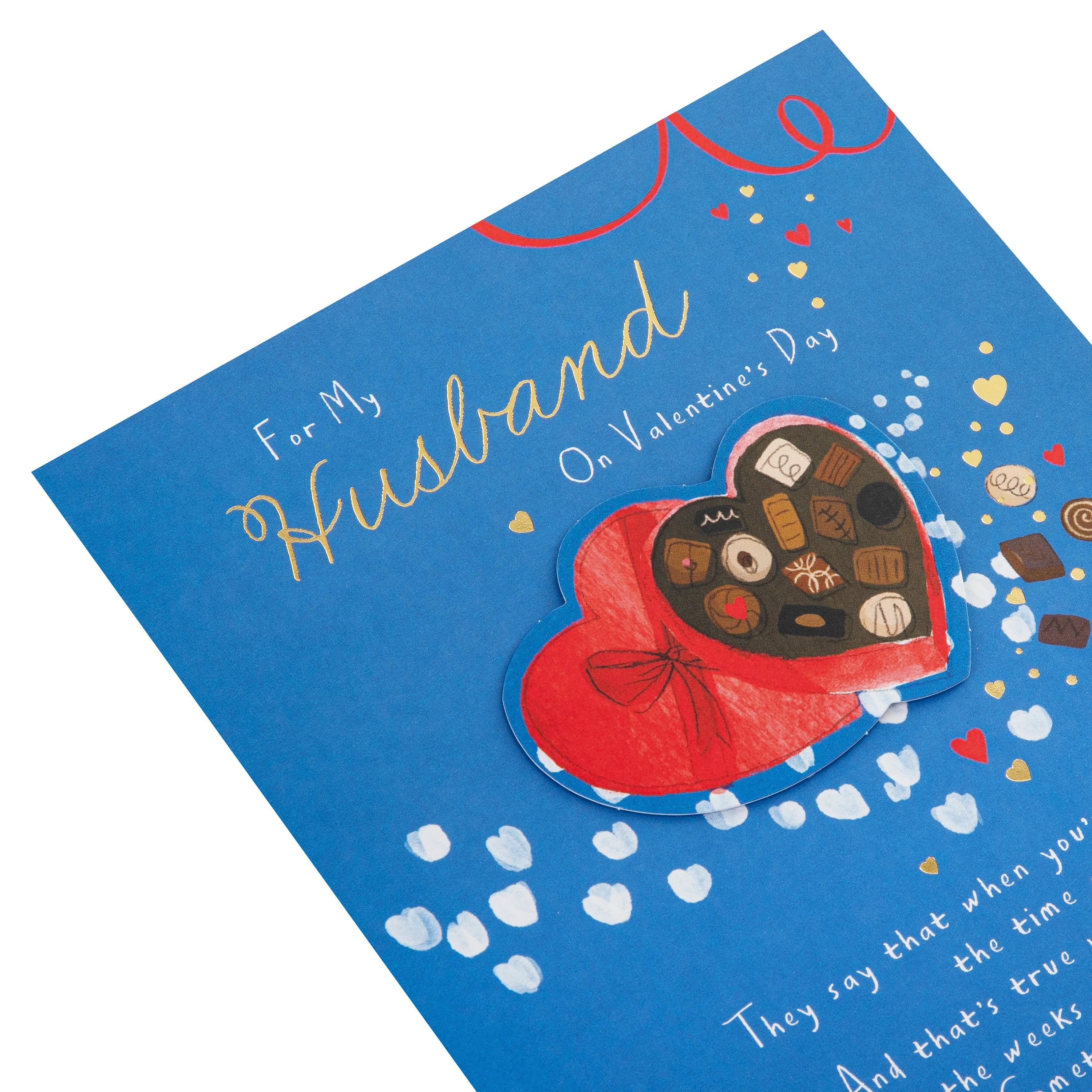 Valentine's Day Card for Husband - Heart Shaped Box of Chocolates Design - Image 5