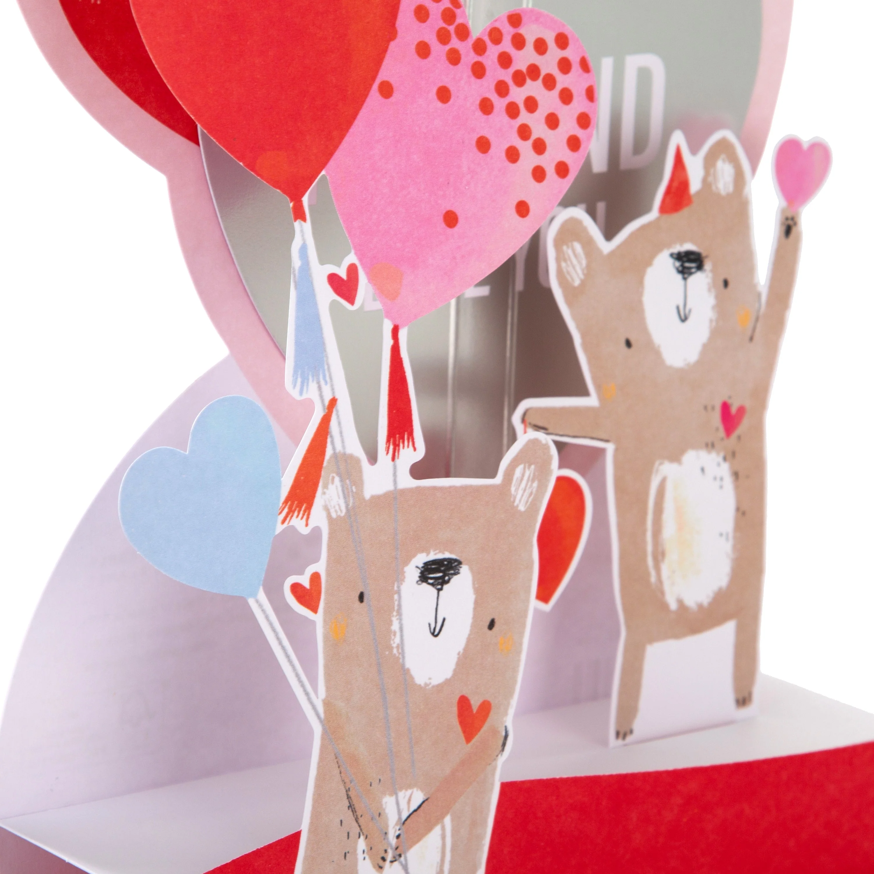 Valentine's Day Card for Husband - Pop Up 3D Bears with Balloons Design - Image 3