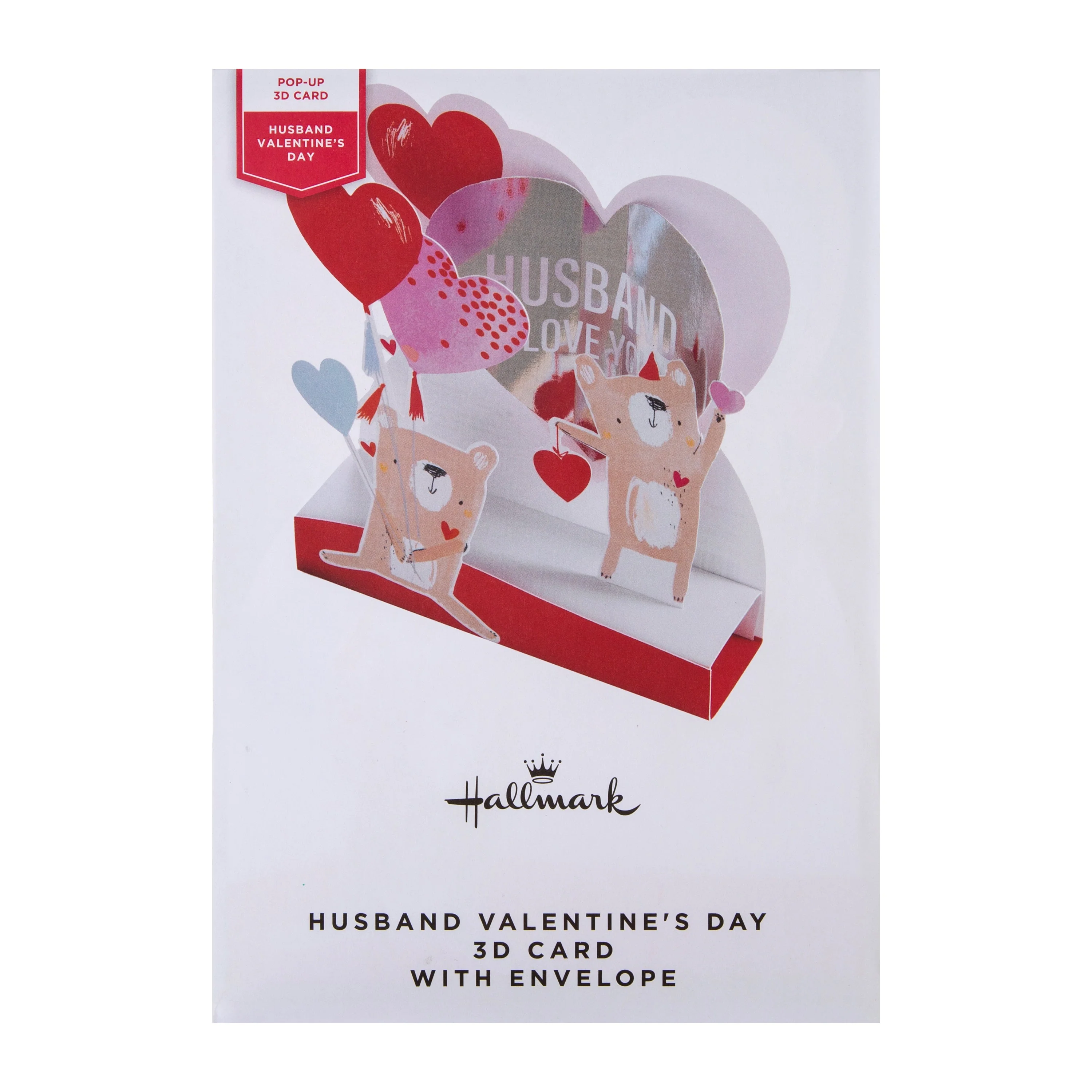 Valentine's Day Card for Husband - Pop Up 3D Bears with Balloons Design - Image 8