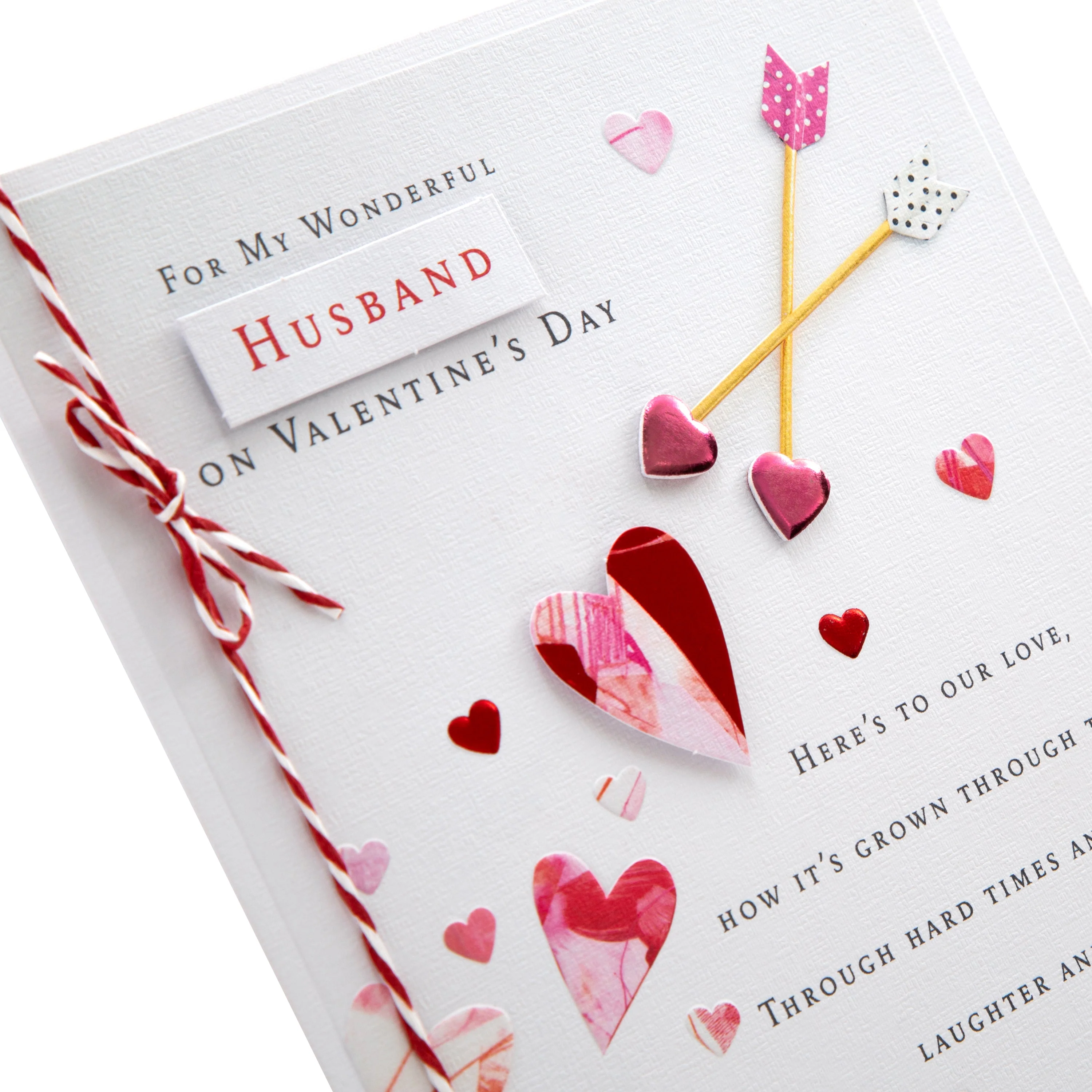 Valentine's Day Card for Husband - Traditional Heart and Arrows Design - Image 5