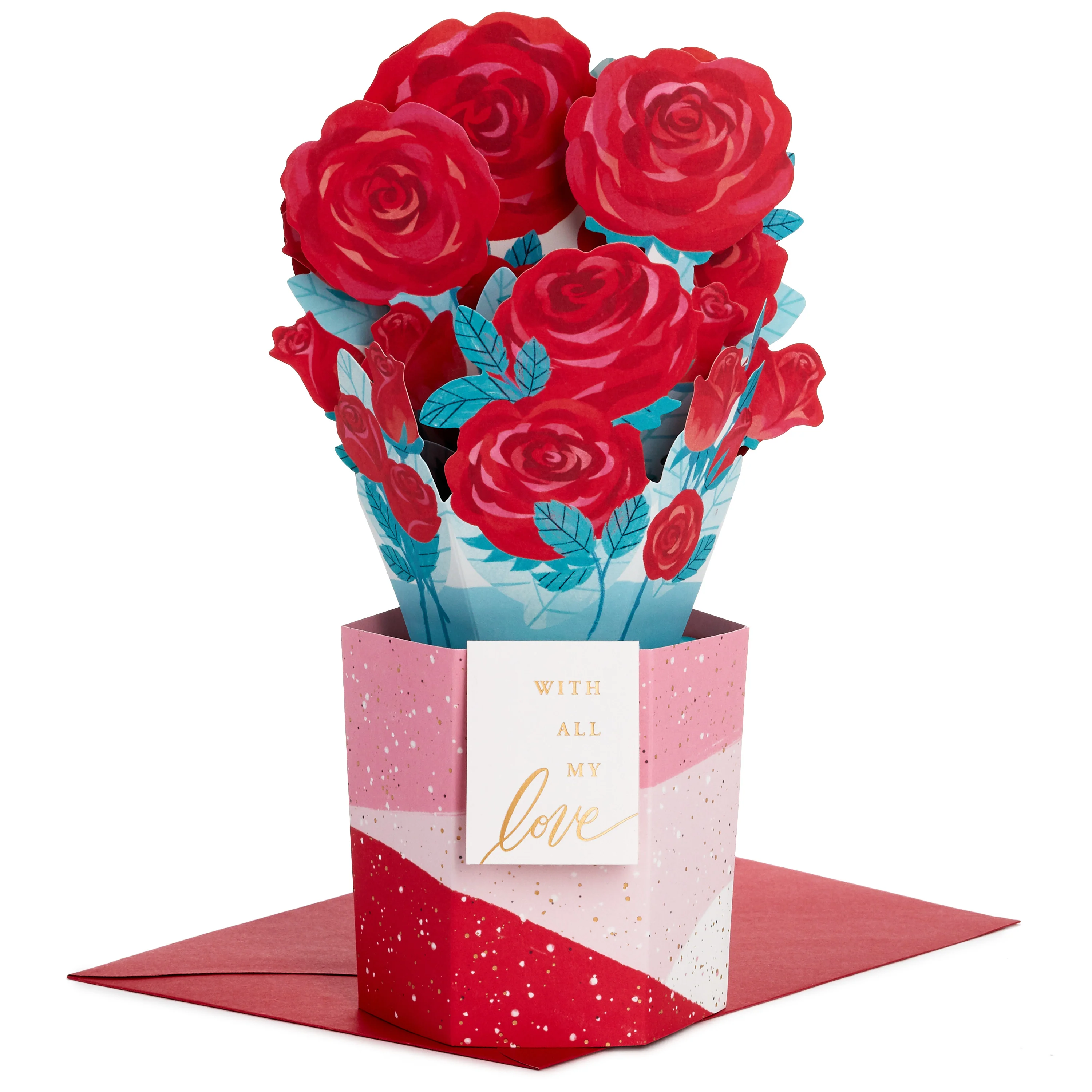 Valentine's Day Card for One I Love - 3D Pop Up Bouquet of Roses Design - Image 3