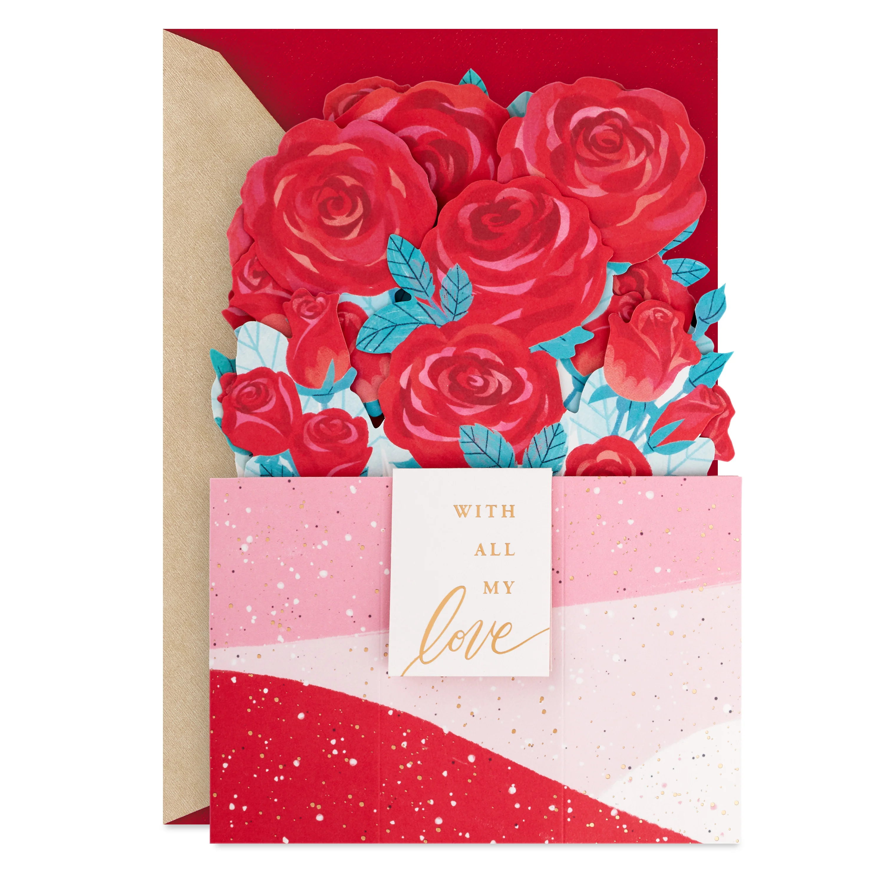 Valentine's Day Card for One I Love - 3D Pop Up Bouquet of Roses Design - Image 4