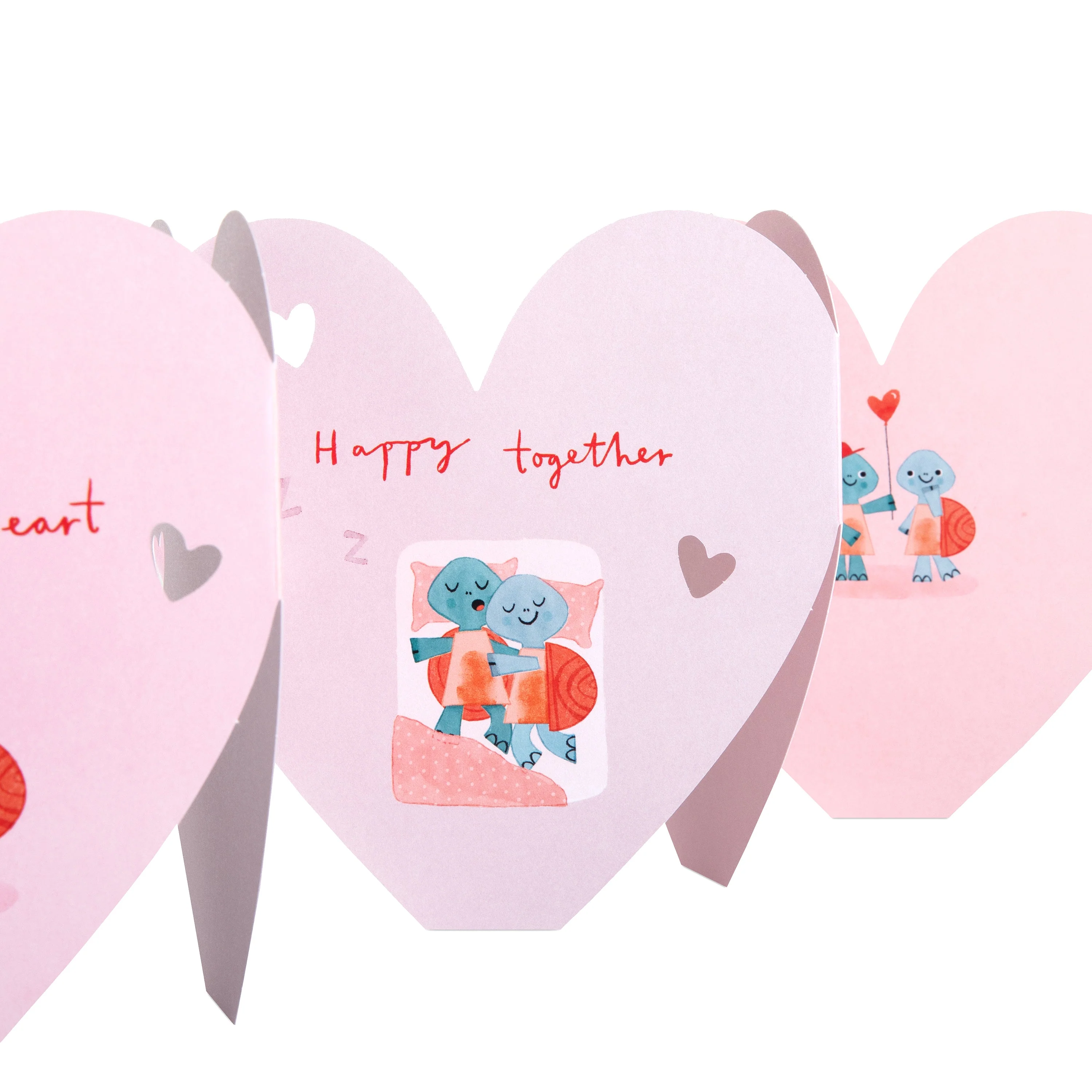 Valentine's Day Card for One I Love - Fold-Out Pink Hearts Banner Design - Image 4