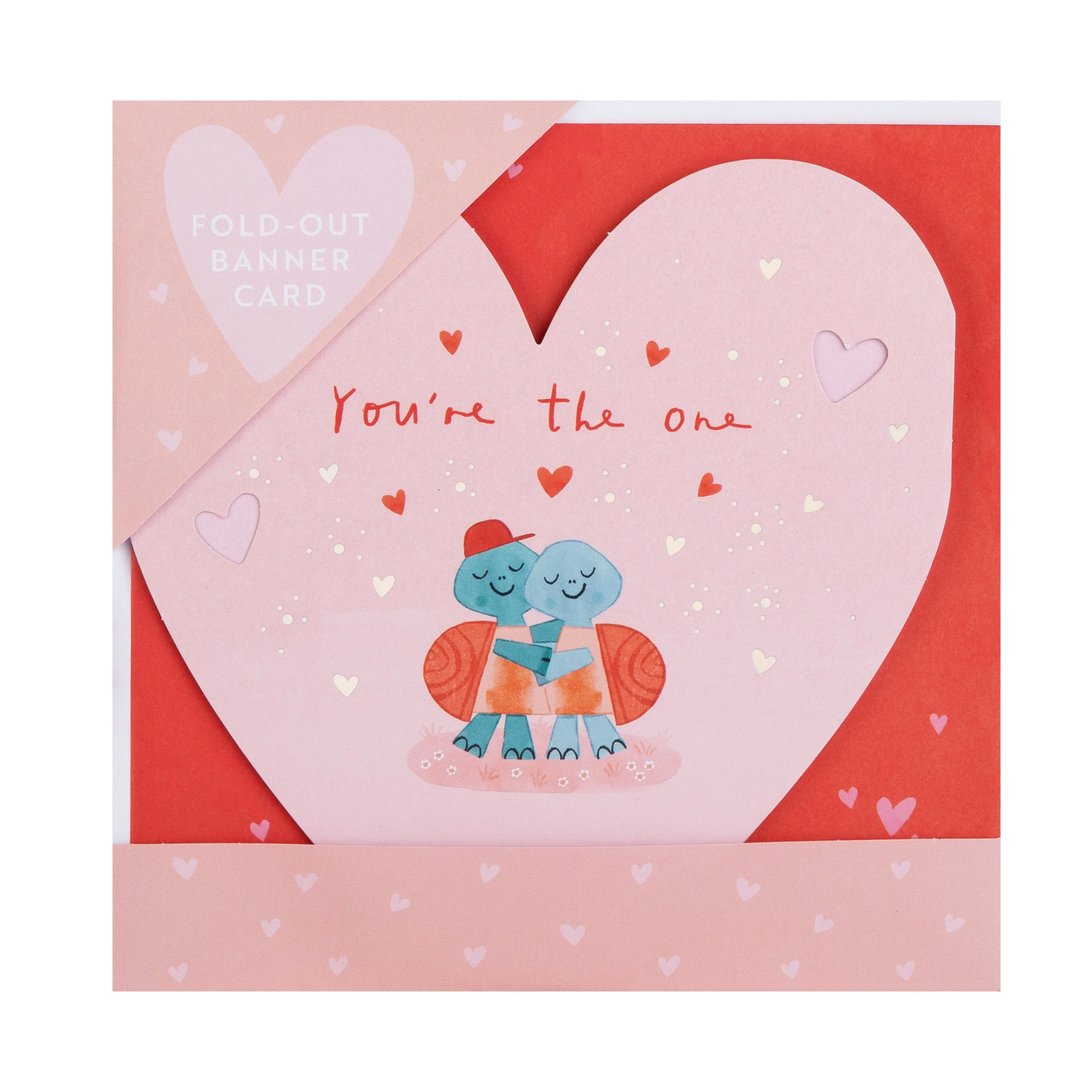Valentine's Day Card for One I Love - Fold-Out Pink Hearts Banner Design - Image 5