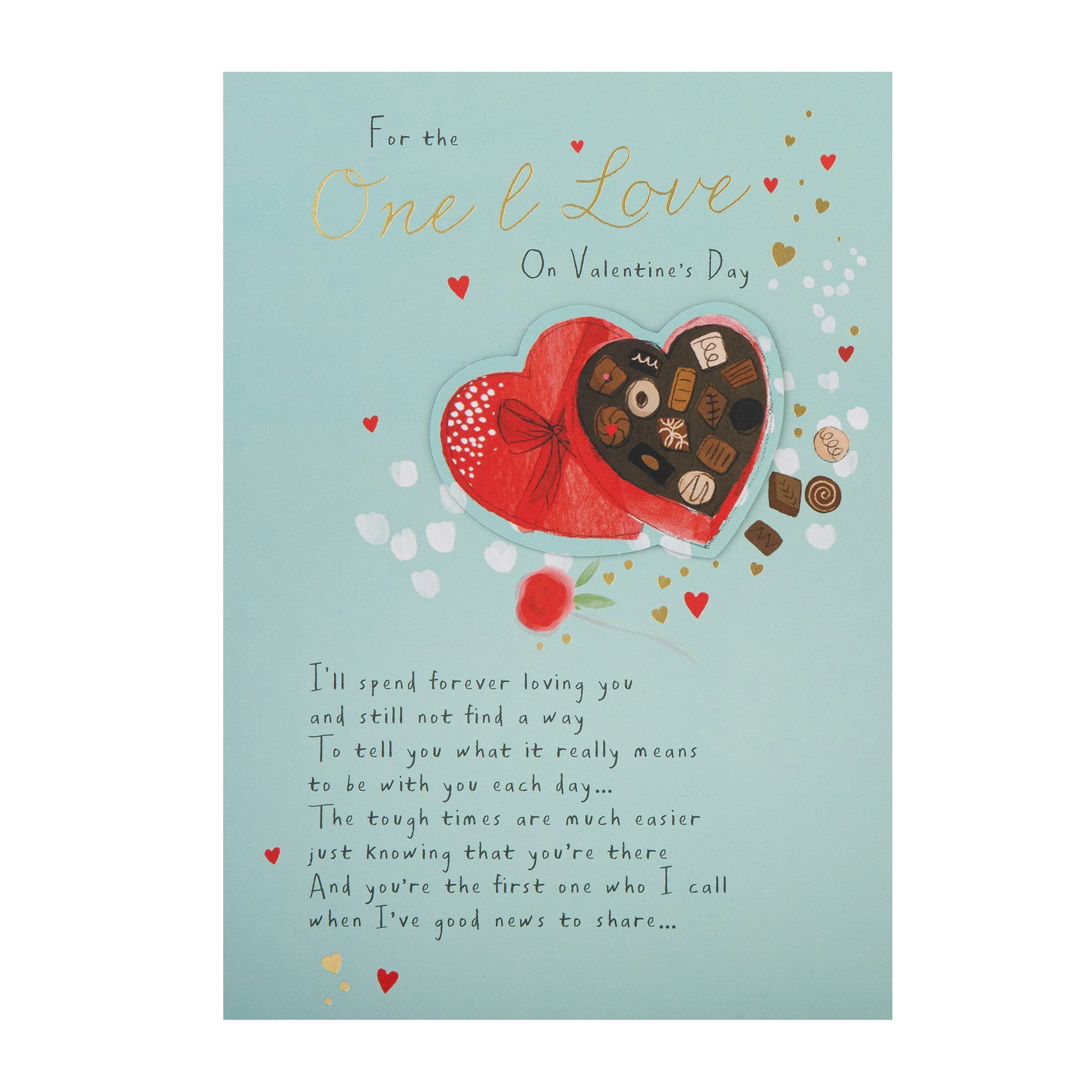 Valentine's Day Card for One I Love - Heart Shaped Box of Chocolates Design - Image 4
