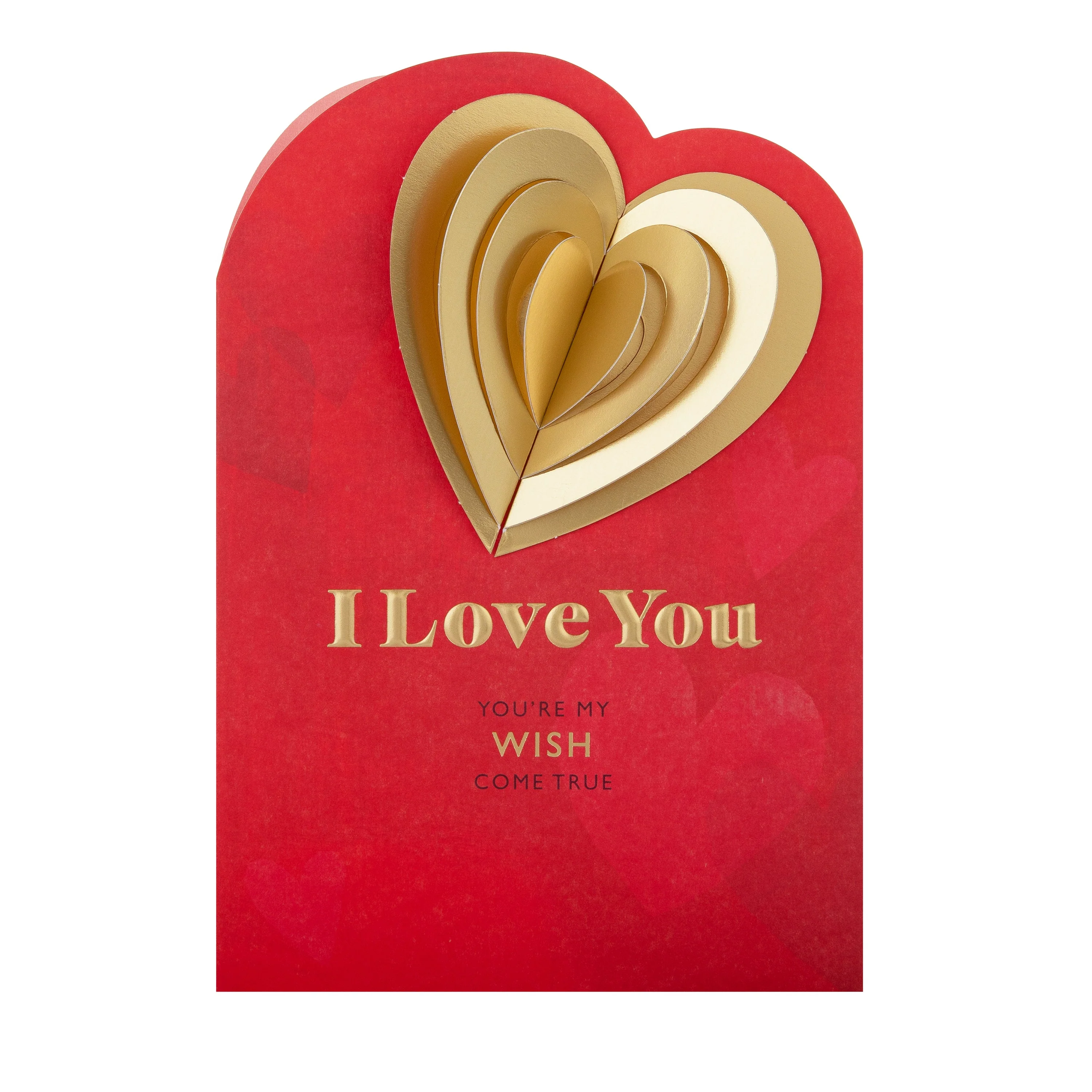 Valentine's Day Card for One I Love - Red with Gold Heart Design - Image 4