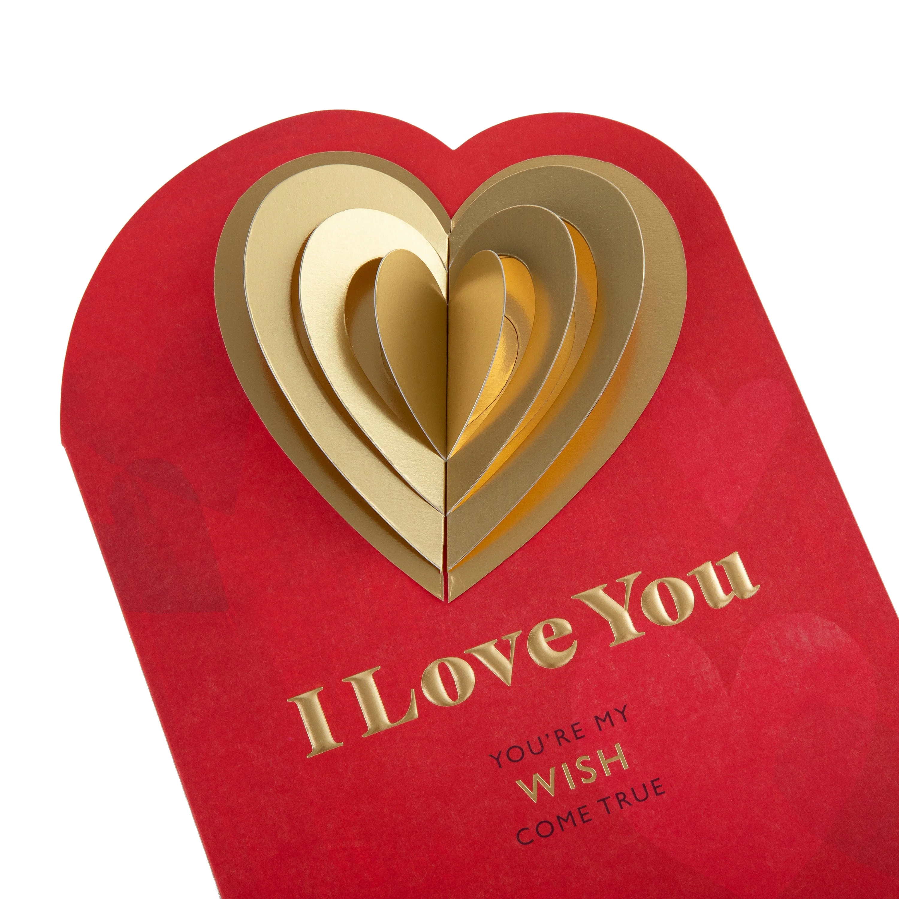 Valentine's Day Card for One I Love - Red with Gold Heart Design - Image 5