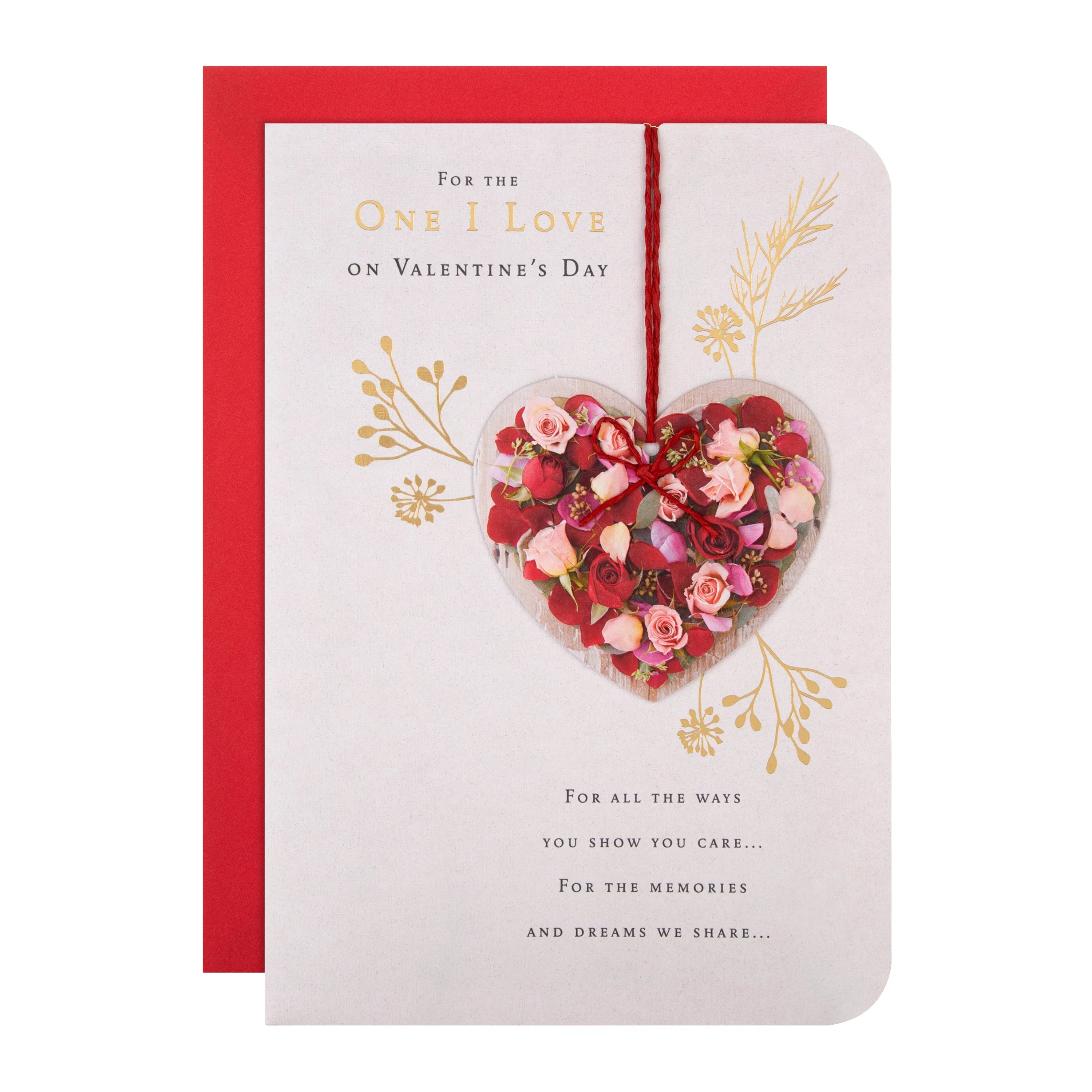 Valentine's Day Card for One I Love - Traditional Floral Heart Design