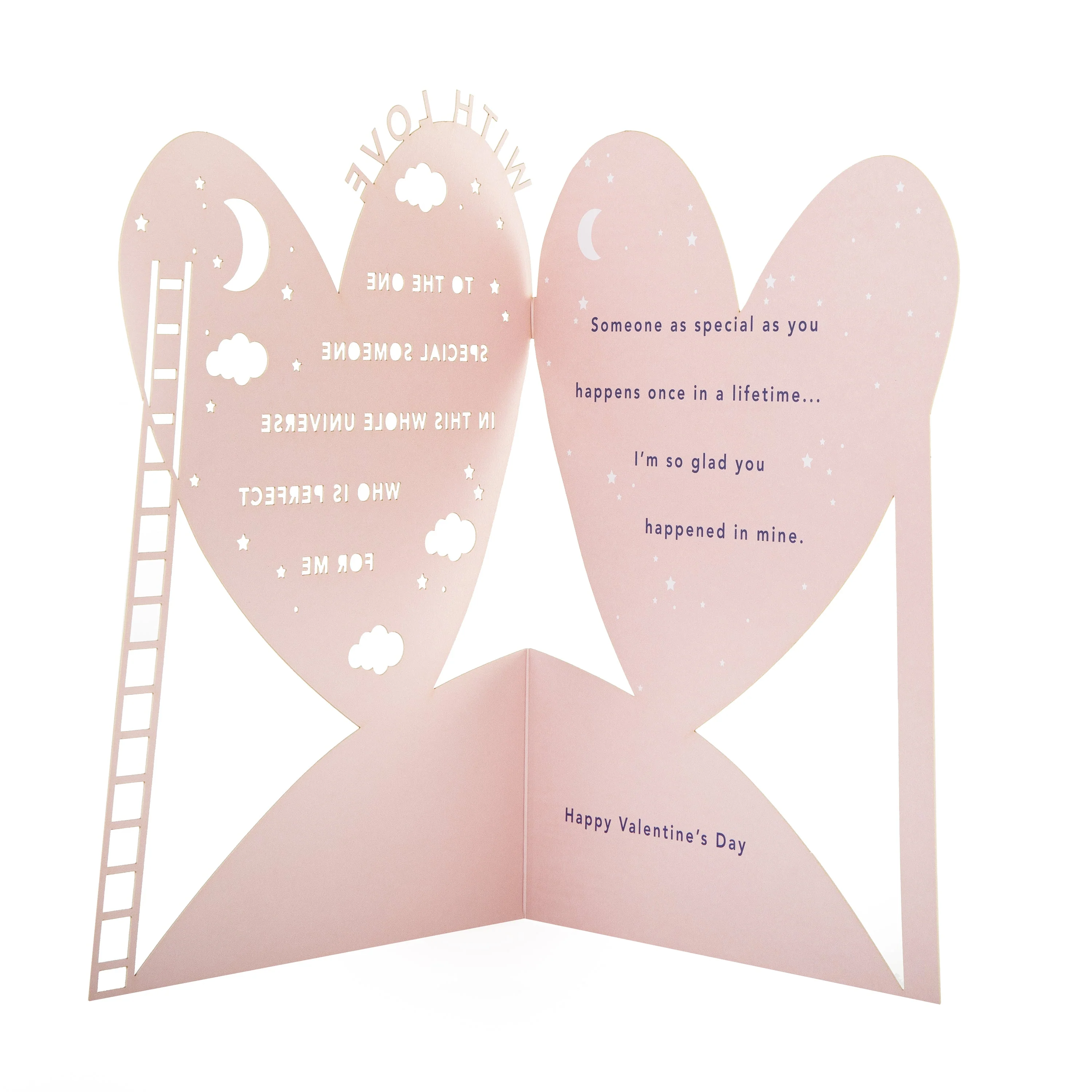Valentine's Day Card for Someone Special - Heart, Moon & Stars Design - Image 2