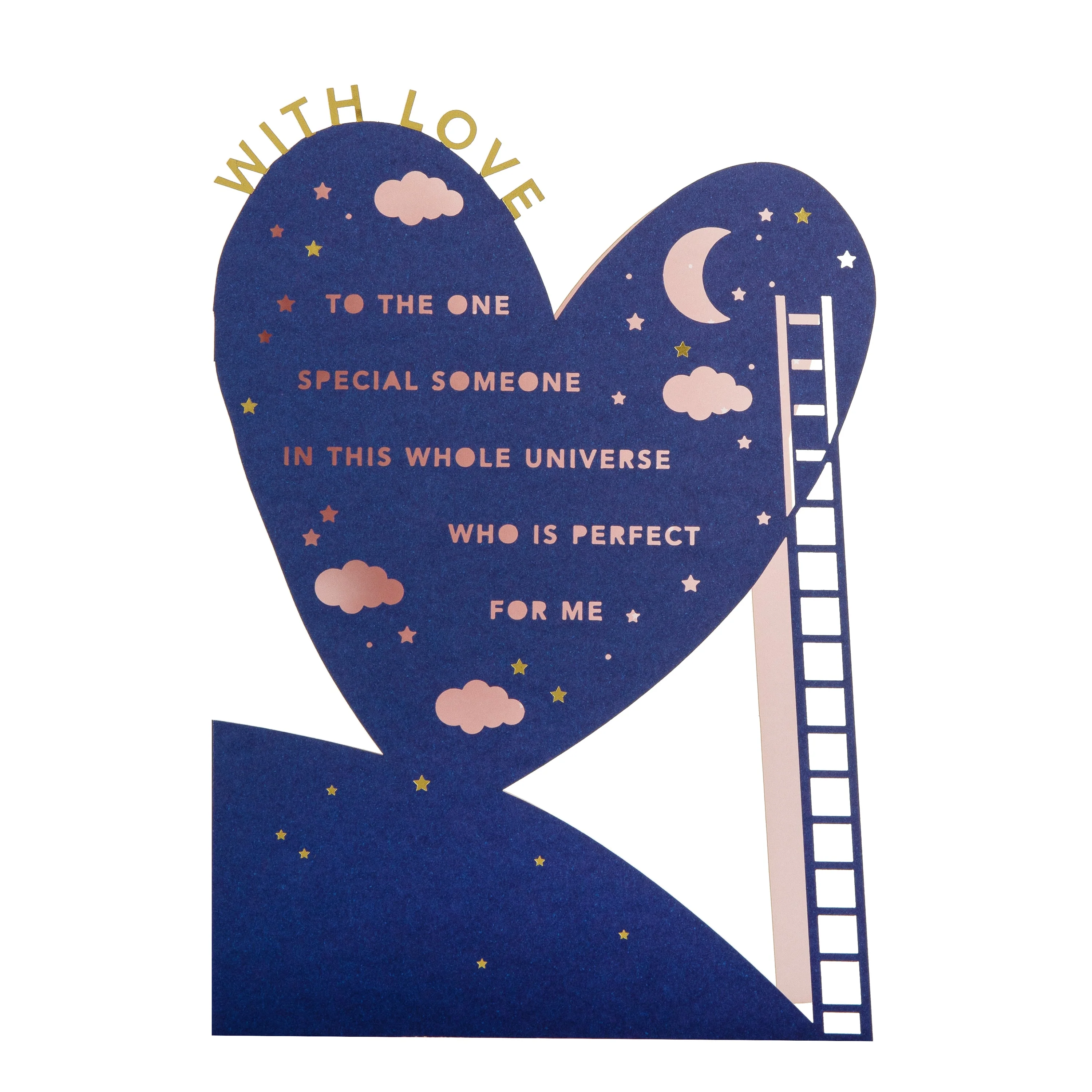 Valentine's Day Card for Someone Special - Heart, Moon & Stars Design - Image 4