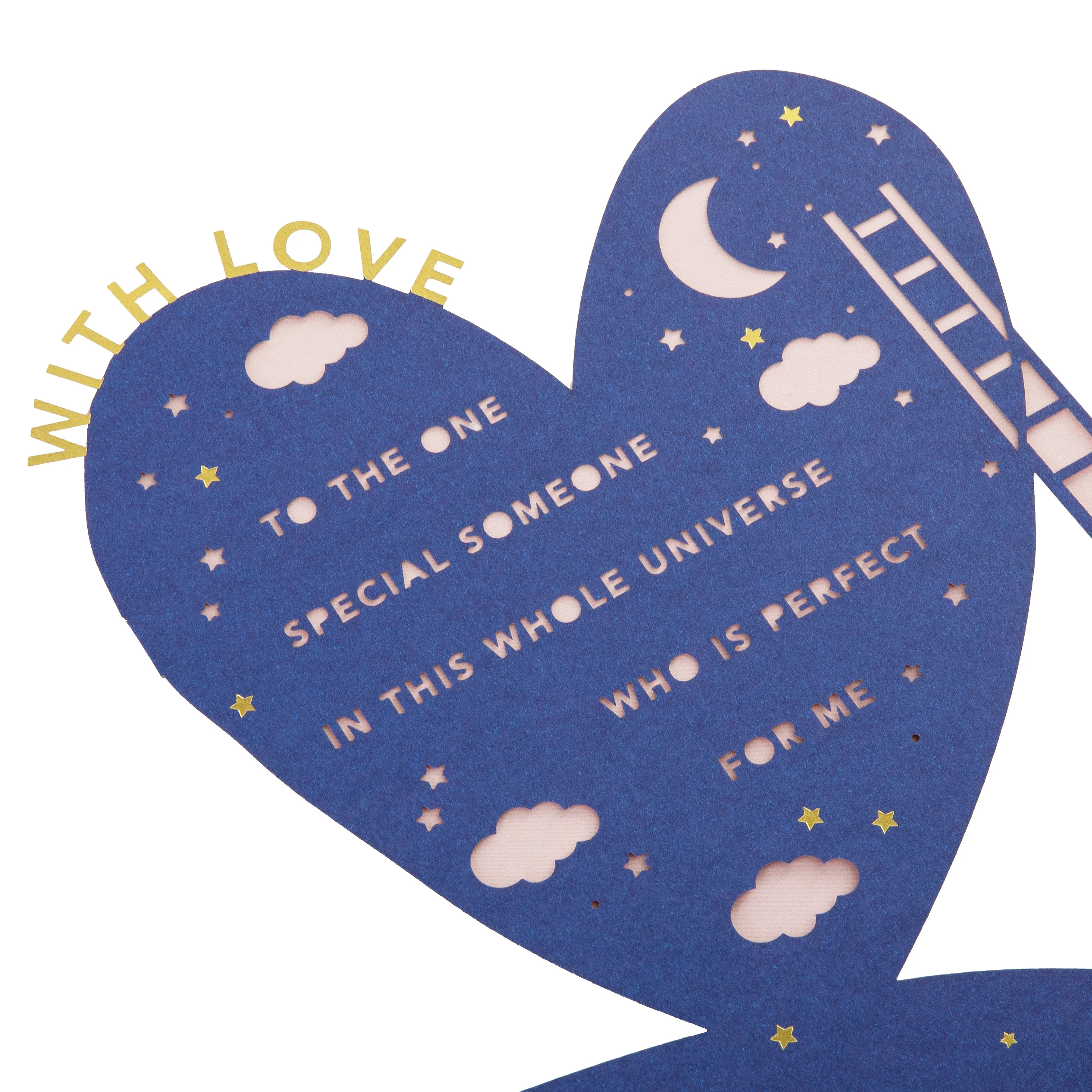 Valentine's Day Card for Someone Special - Heart, Moon & Stars Design - Image 5